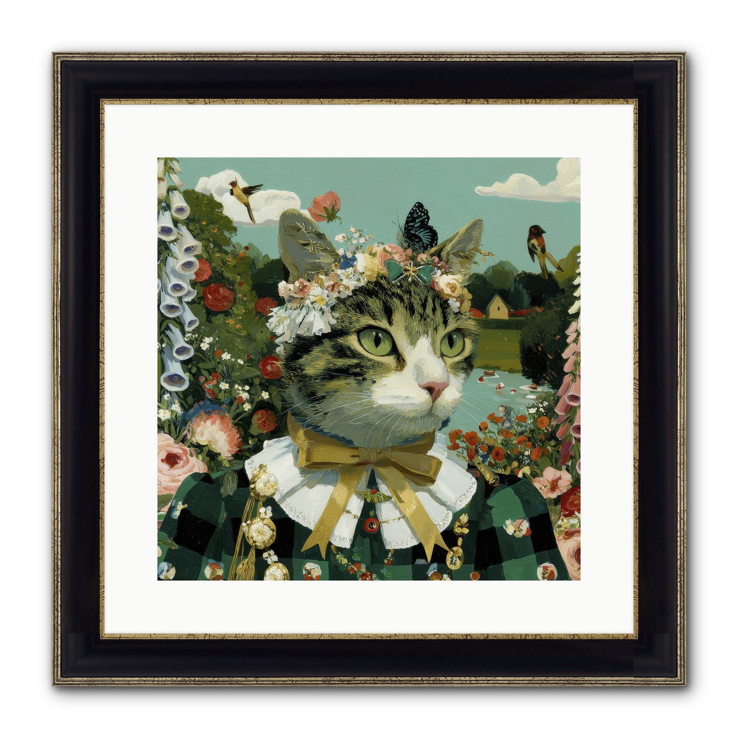 Breton Whispers Framed Print - Black & Gold 16x16