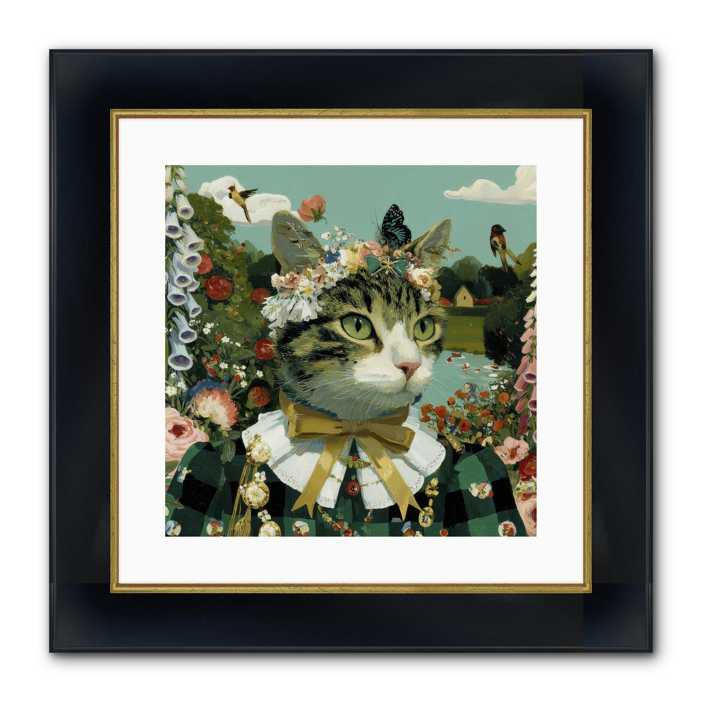 Breton Whispers Framed Print - Wide Black w/Gold 16x16