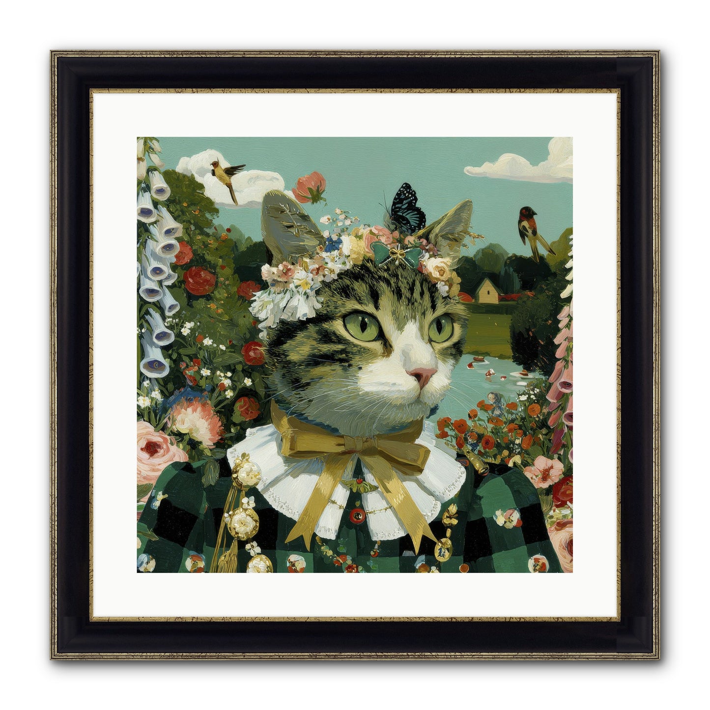 Breton Whispers Framed Print - Black & Gold 20x20