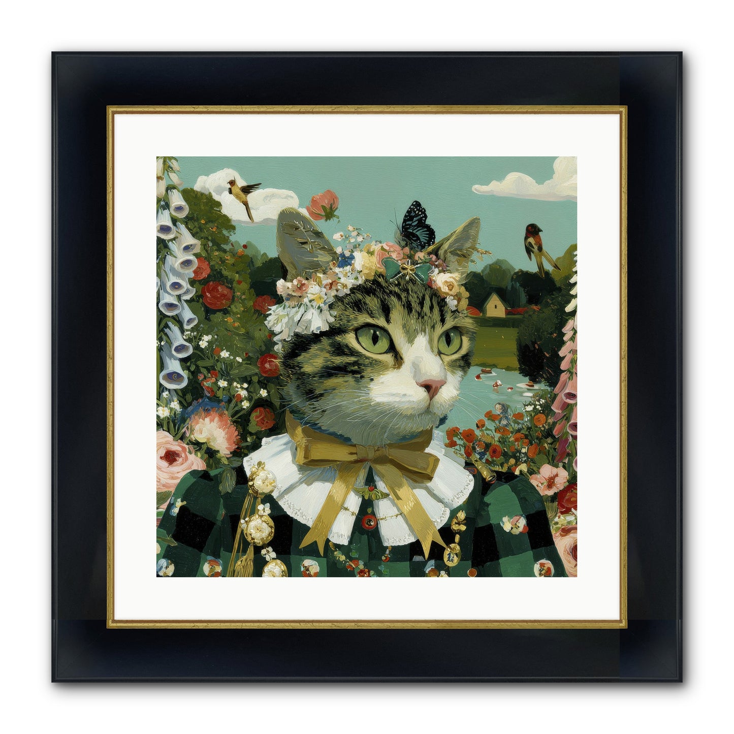 Breton Whispers Framed Print - Wide Black w/Gold 20x20