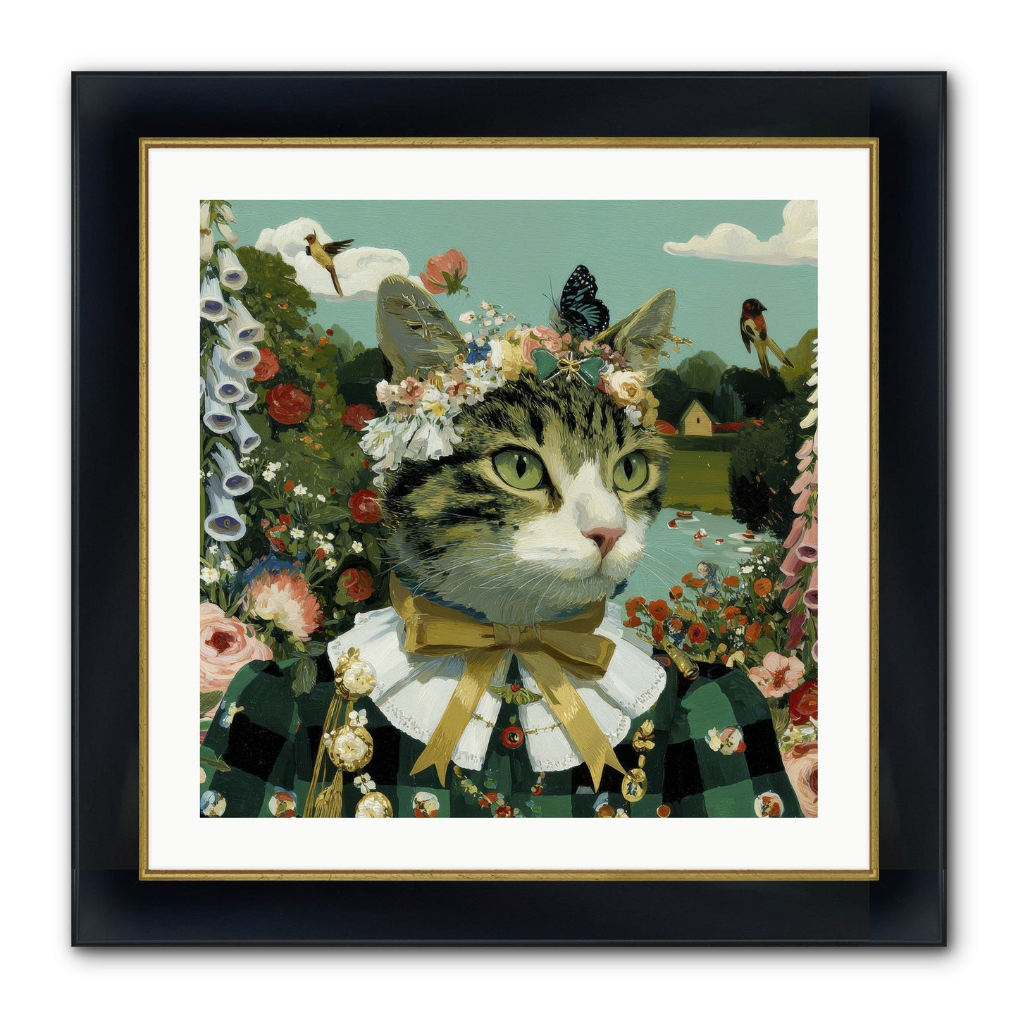 Breton Whispers Framed Print - Wide Black w/Gold 24x24