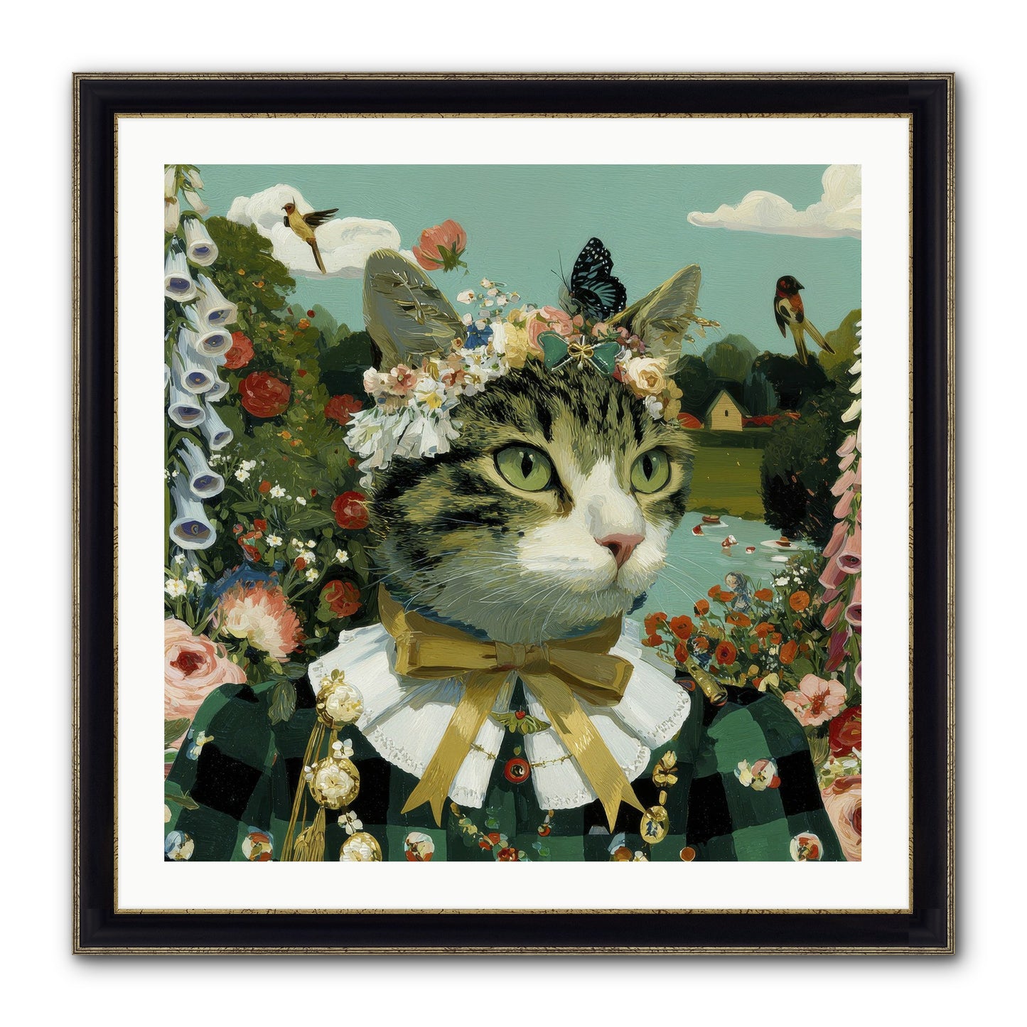 Breton Whispers Framed Print - Black & Gold 30x30