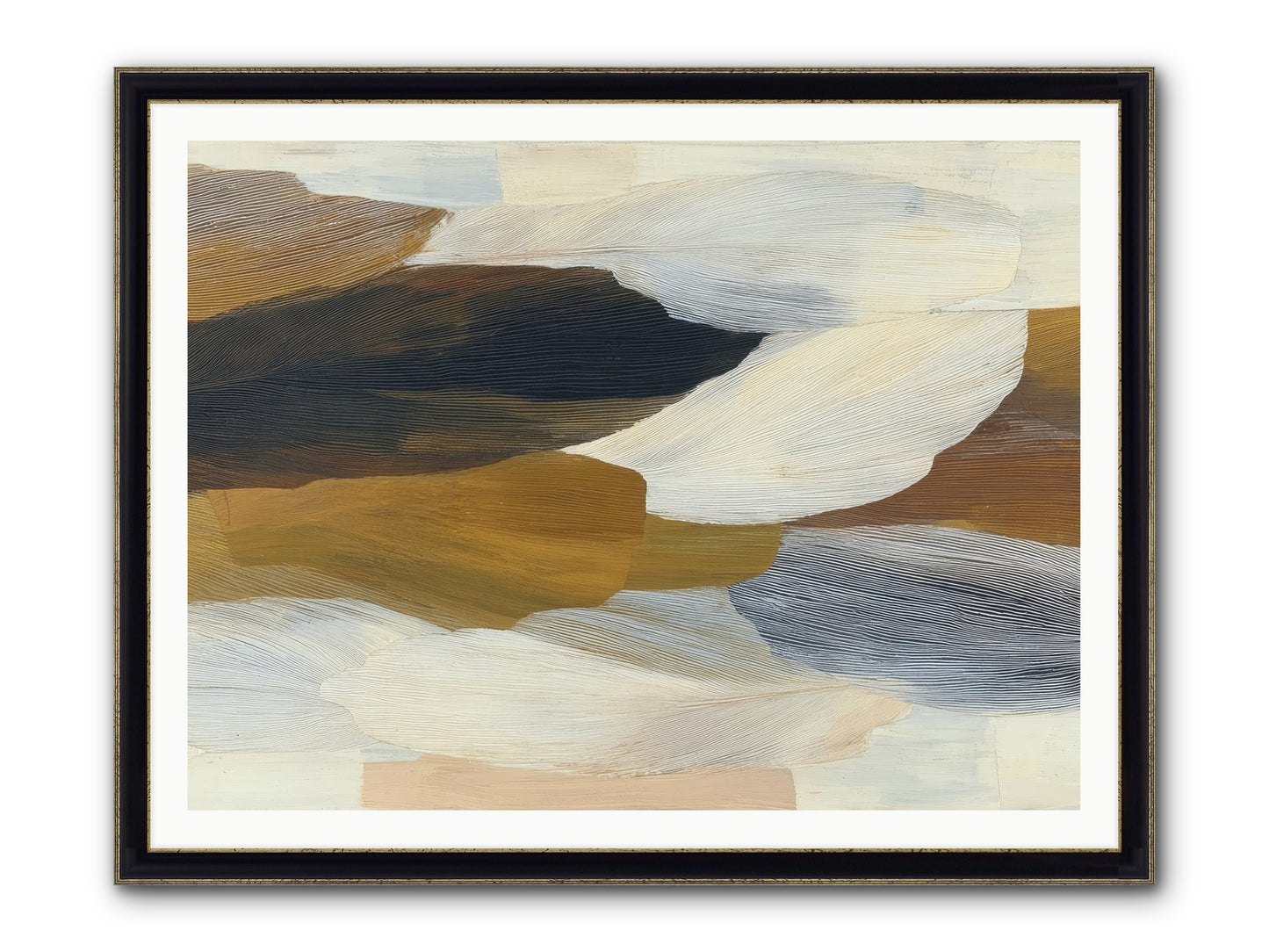 Breve Framed Print - Black & Gold 48x36