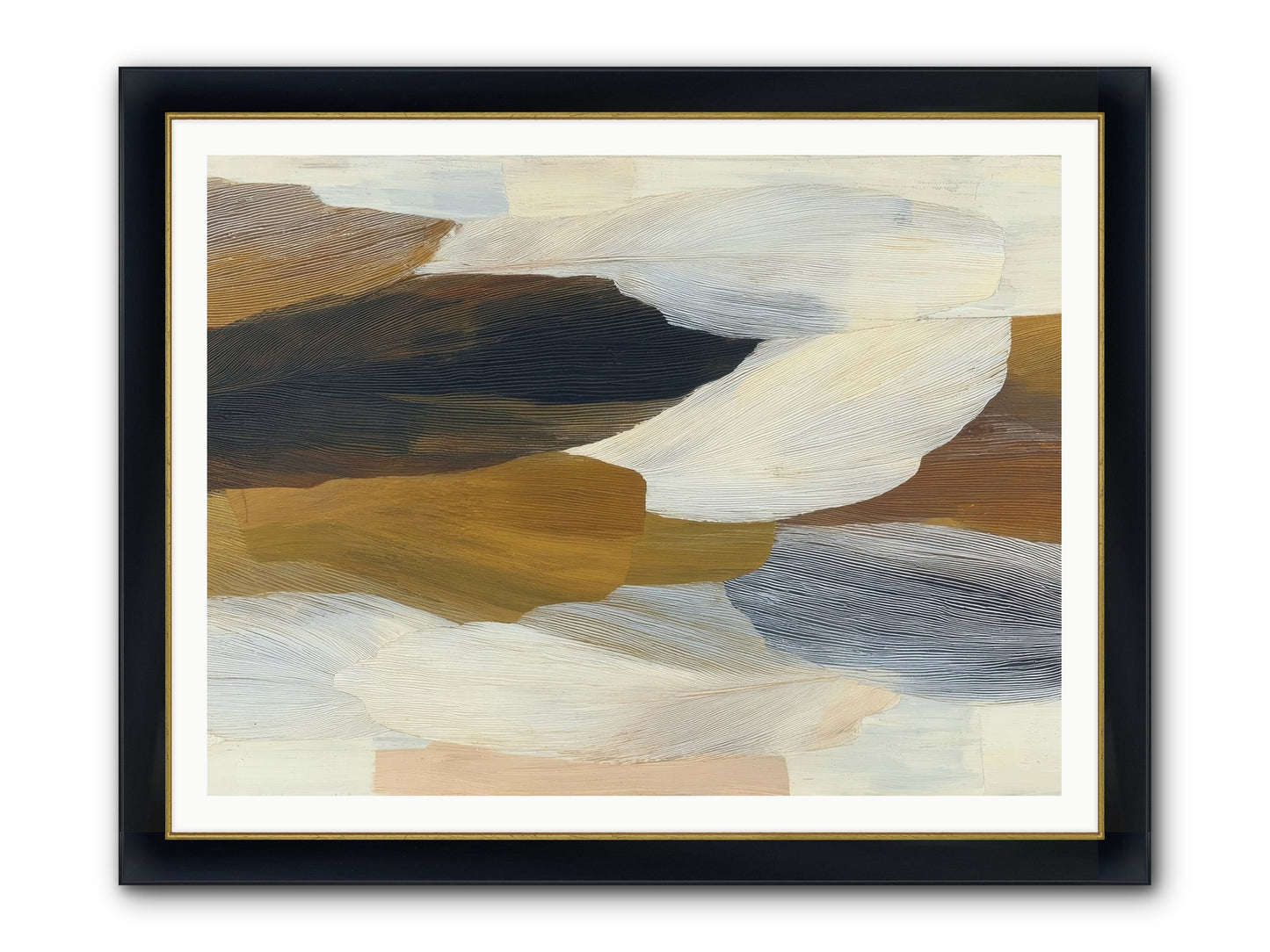 Breve Framed Print - Wide Black w/Gold 48x36