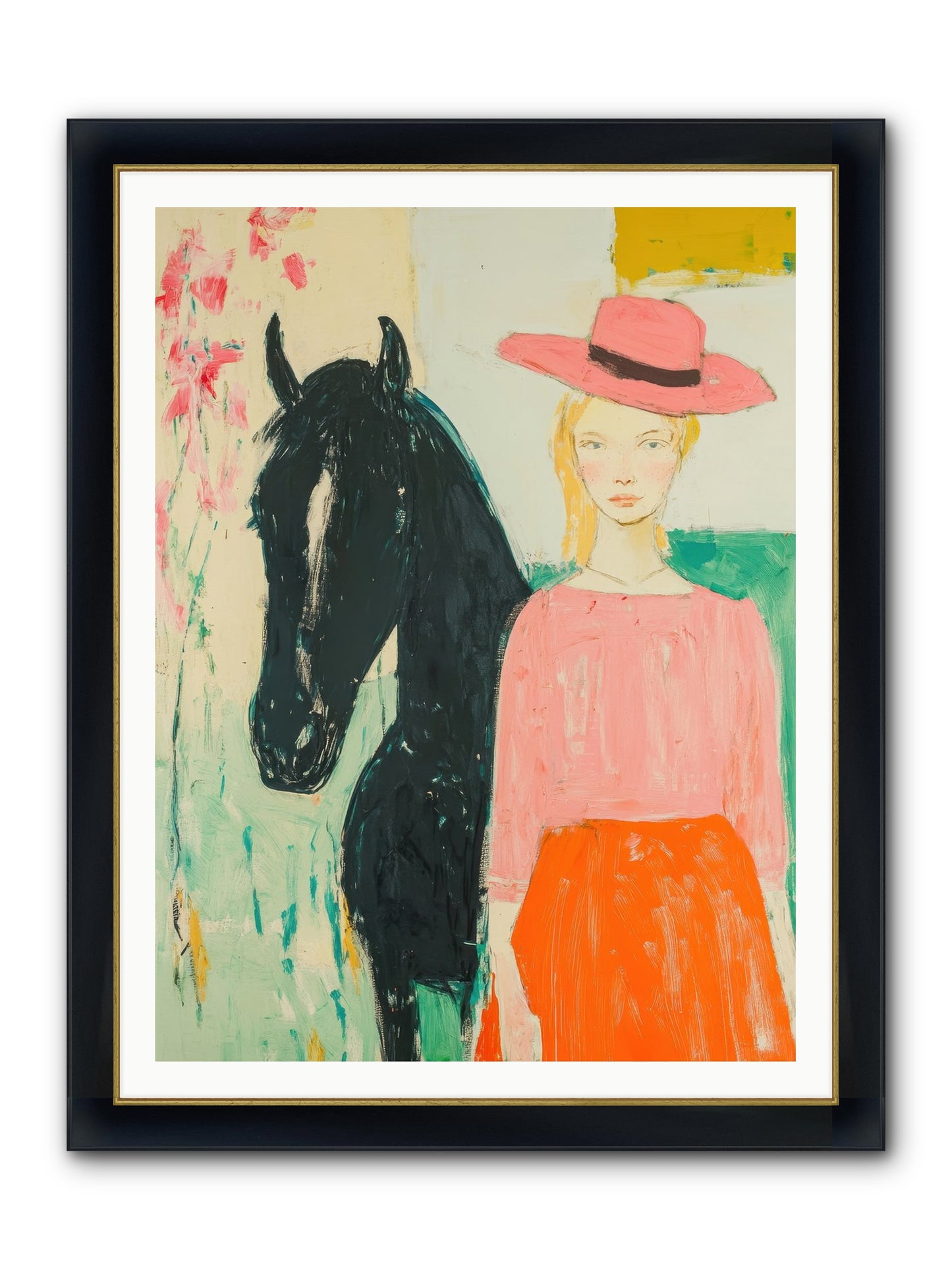 Bridle Path Confidences Framed Print - Wide Black w/Gold 36x48