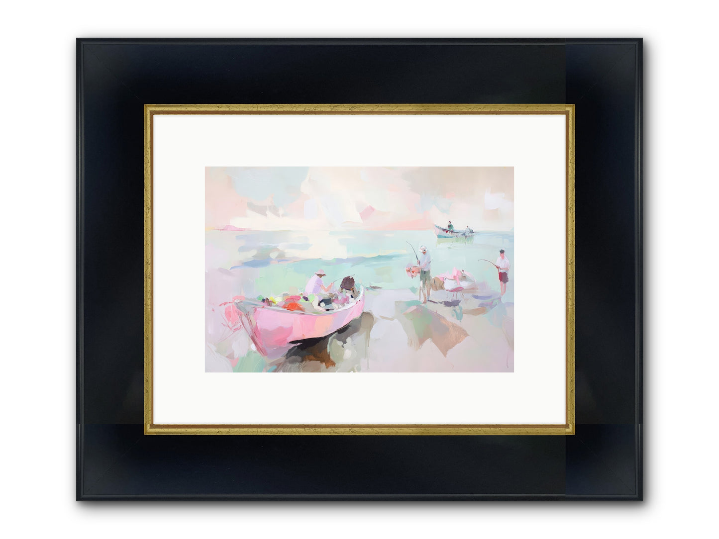 Brighton Morning Framed Print - Wide Black w/Gold 12x8