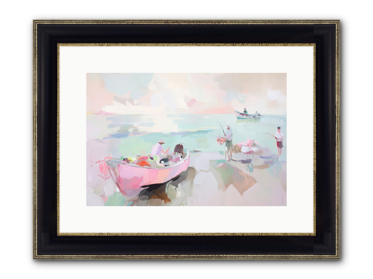 Brighton Morning Framed Print - Black & Gold 15x10
