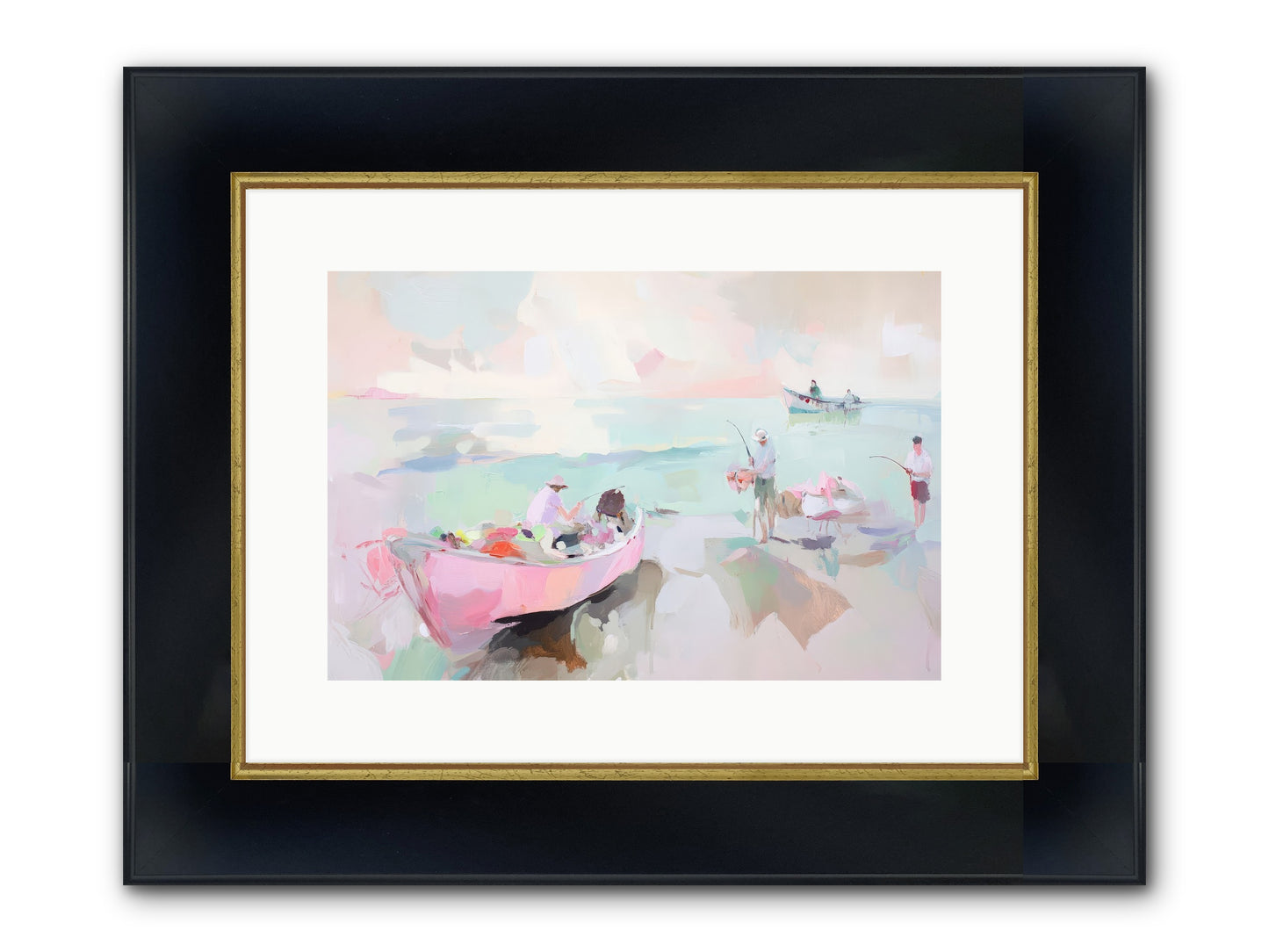Brighton Morning Framed Print - Wide Black w/Gold 15x10