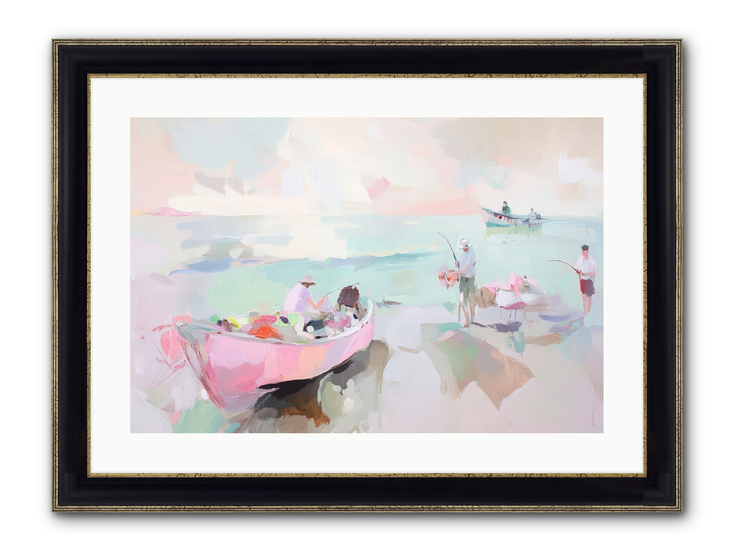 Brighton Morning Framed Print - Black & Gold 24x16