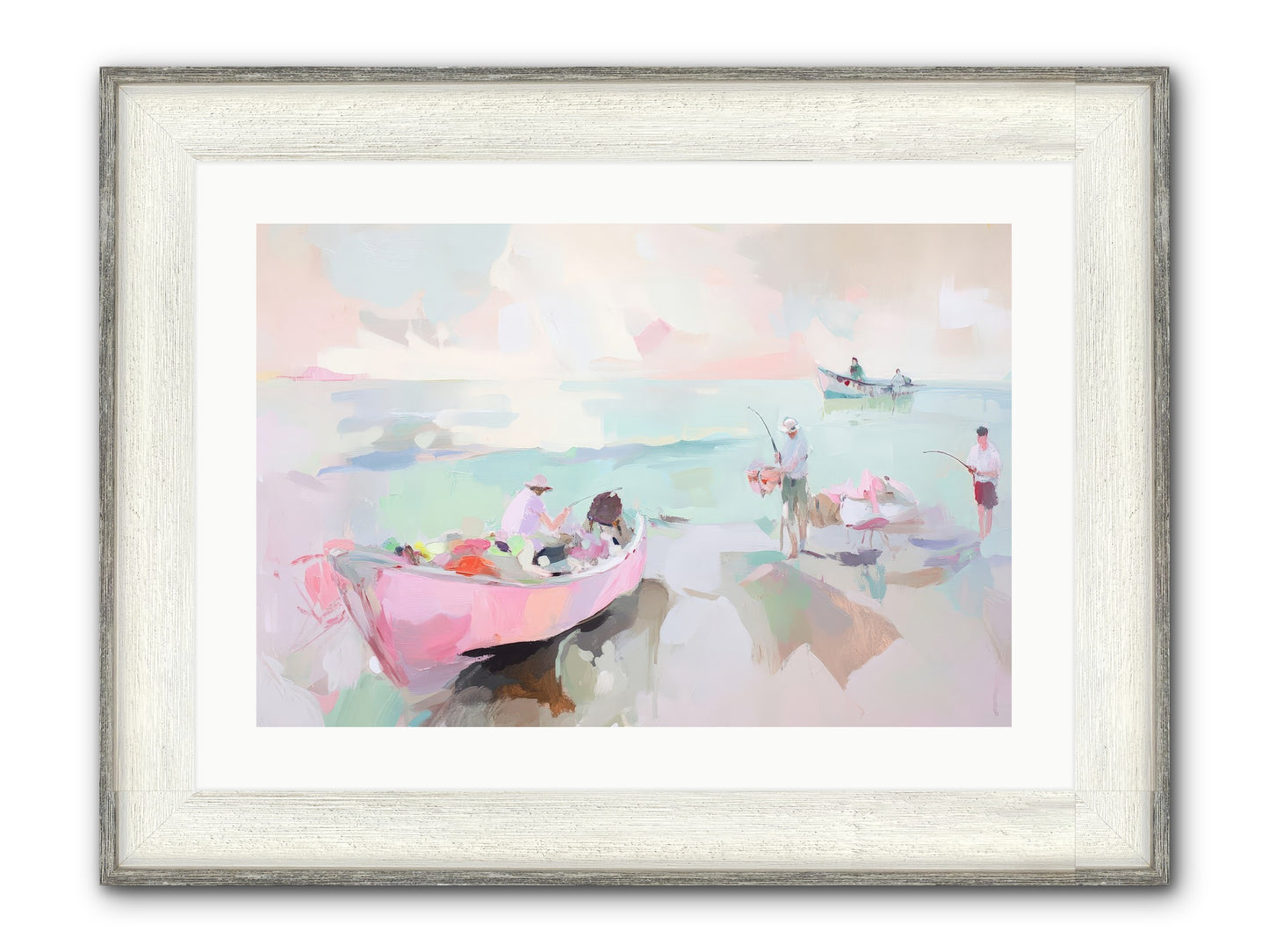 Brighton Morning Framed Print - Driftwood White 24x16