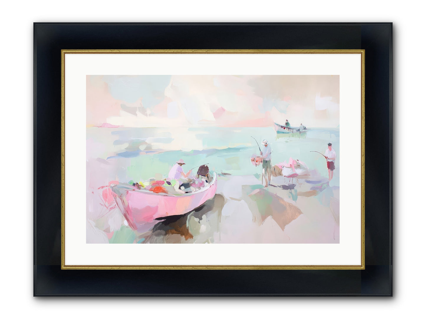 Brighton Morning Framed Print - Wide Black w/Gold 24x16