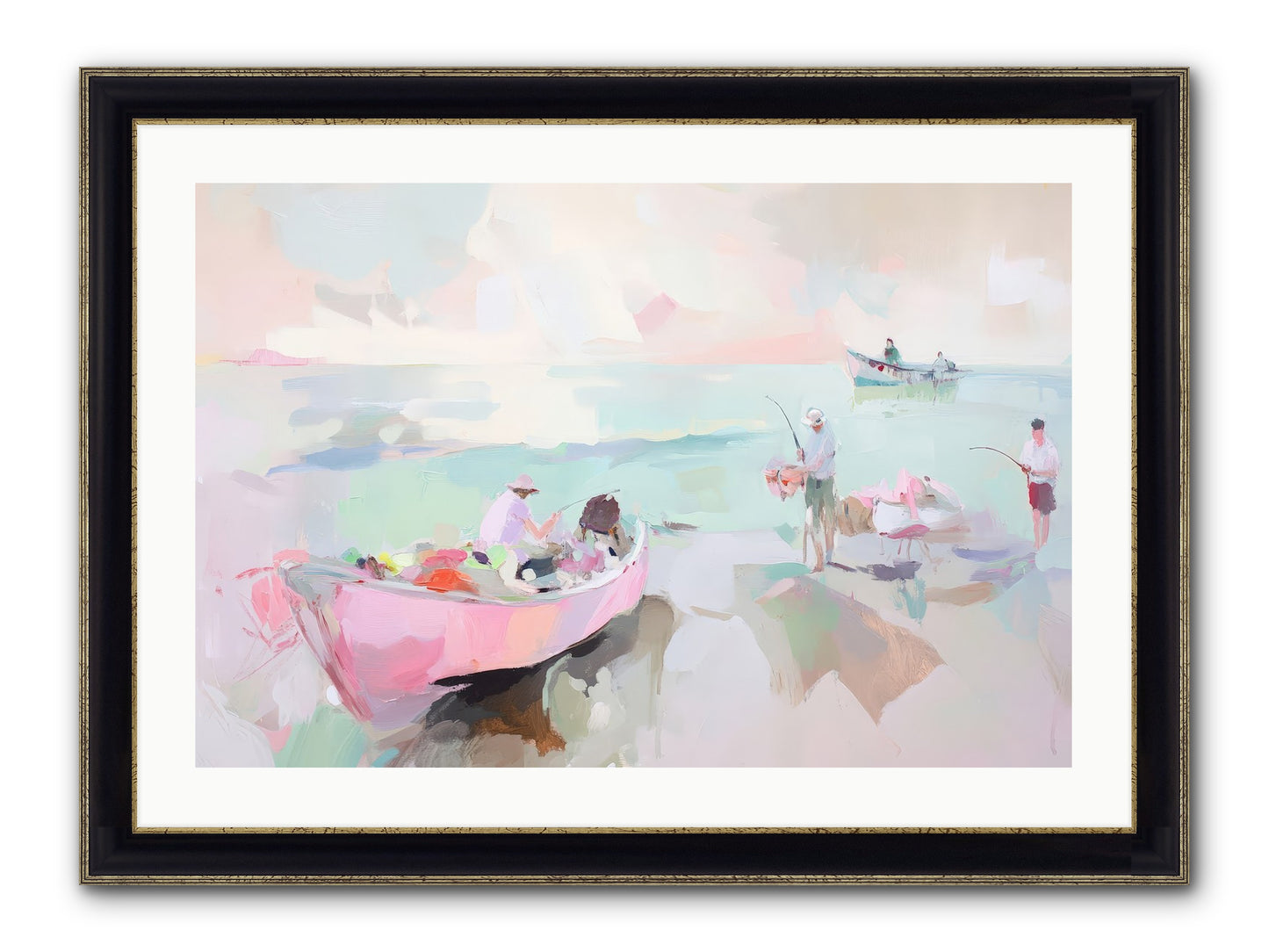 Brighton Morning Framed Print - Black & Gold 30x20
