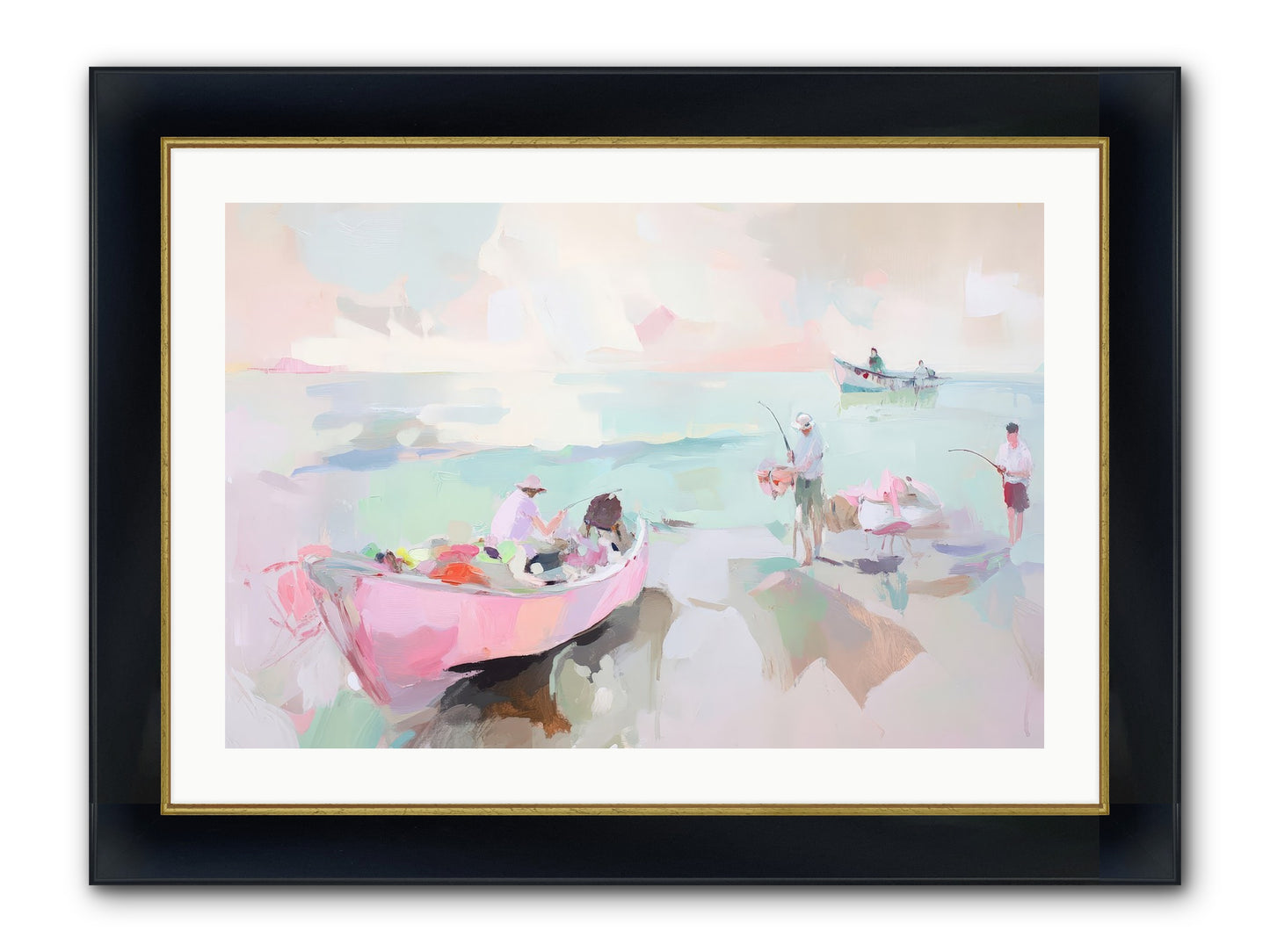 Brighton Morning Framed Print - Wide Black w/Gold 30x20