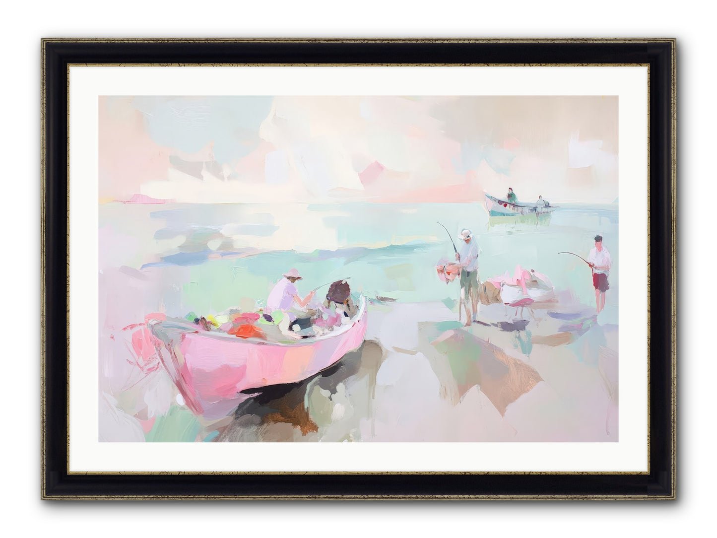 Brighton Morning Framed Print - Black & Gold 36x24