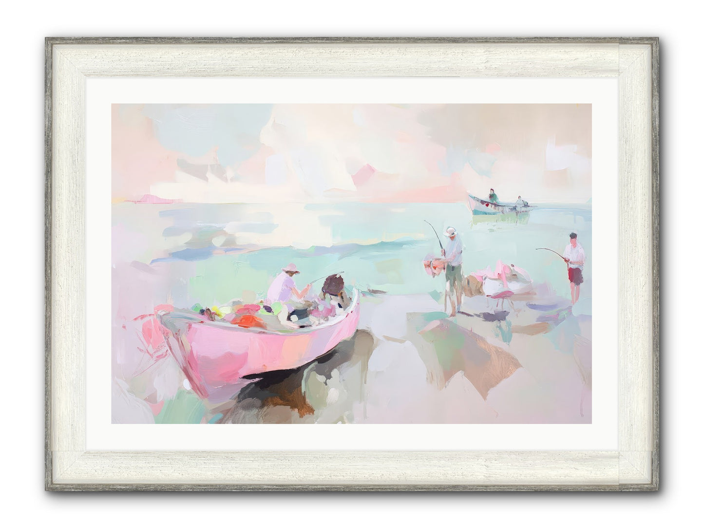 Brighton Morning Framed Print - Driftwood White 36x24