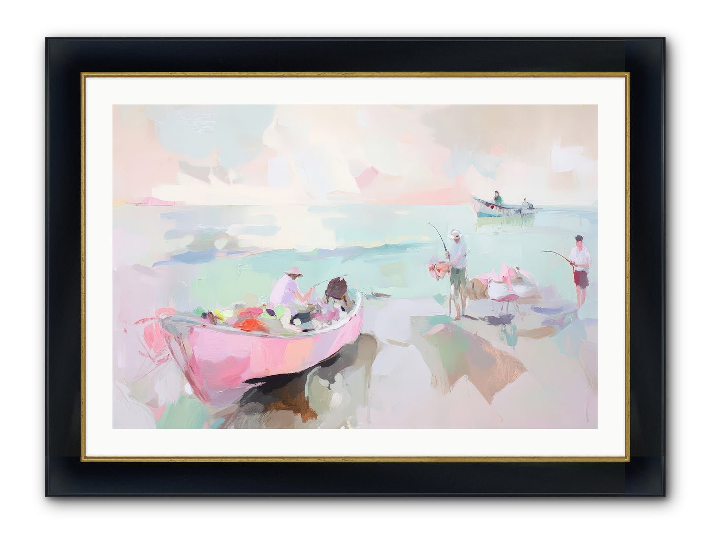 Brighton Morning Framed Print - Wide Black w/Gold 36x24