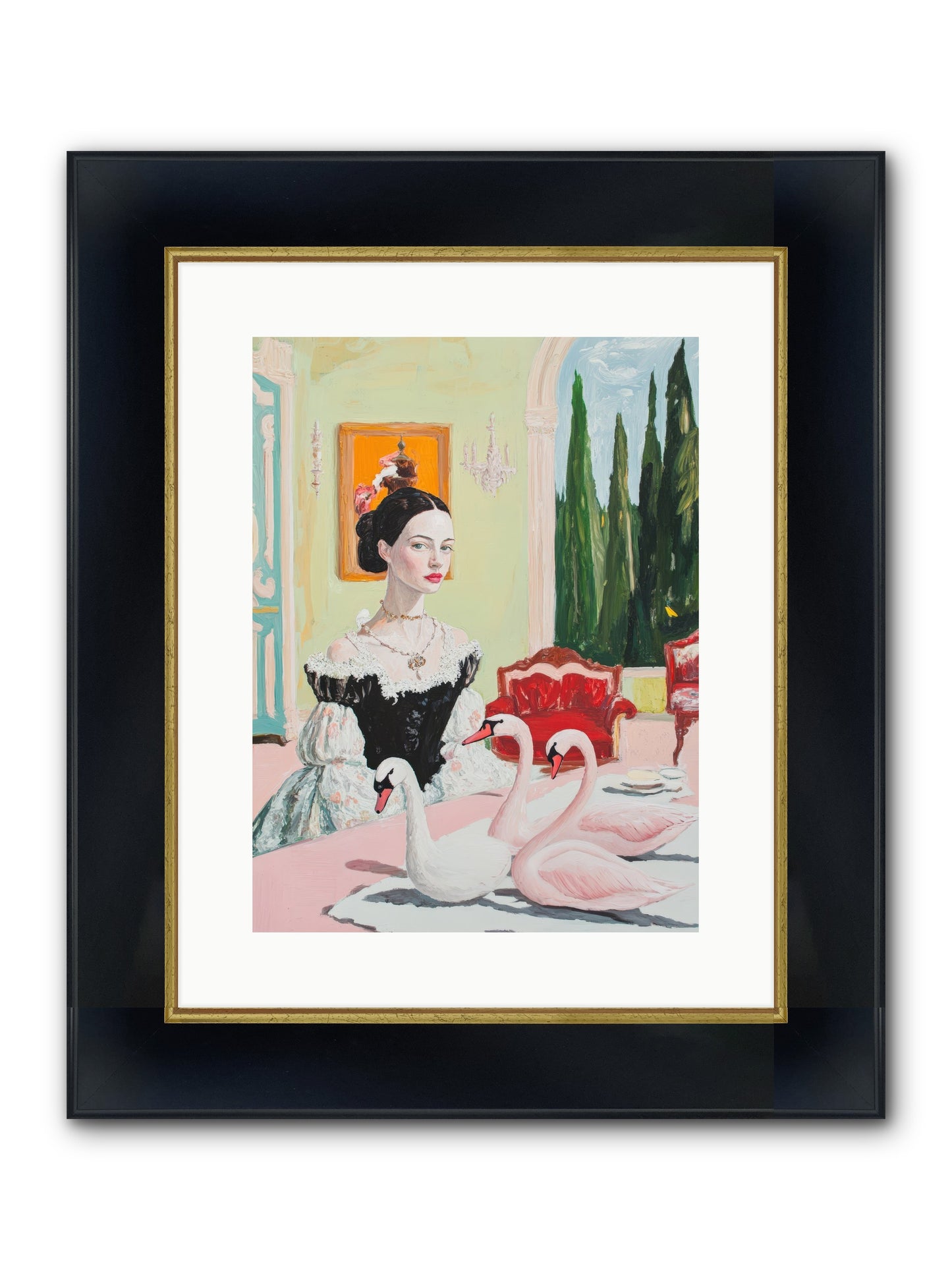 Brioche For Royal Wings Framed Print - Wide Black w/Gold 12x16