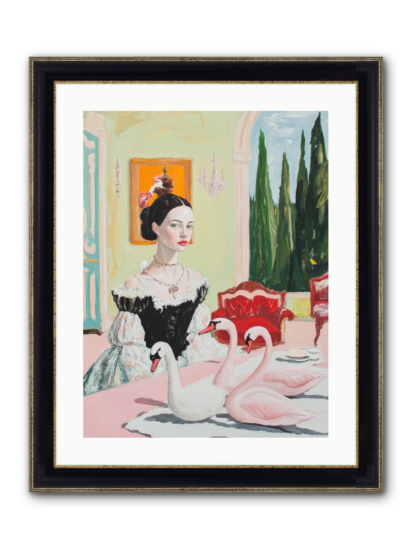 Brioche For Royal Wings Framed Print - Black & Gold 18x24