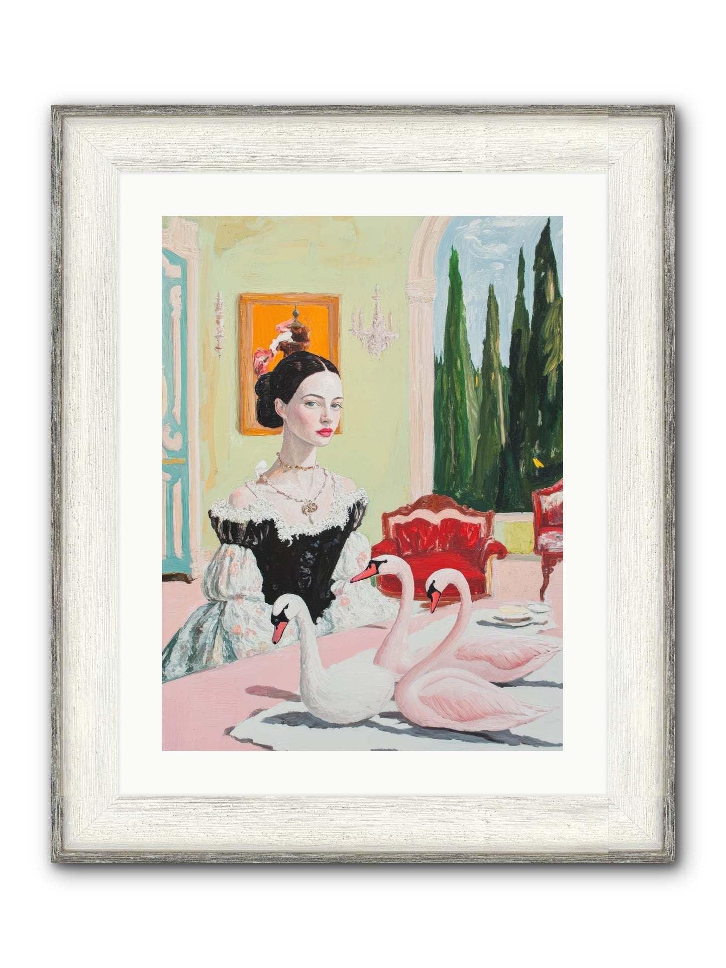 Brioche For Royal Wings Framed Print - Driftwood White 18x24