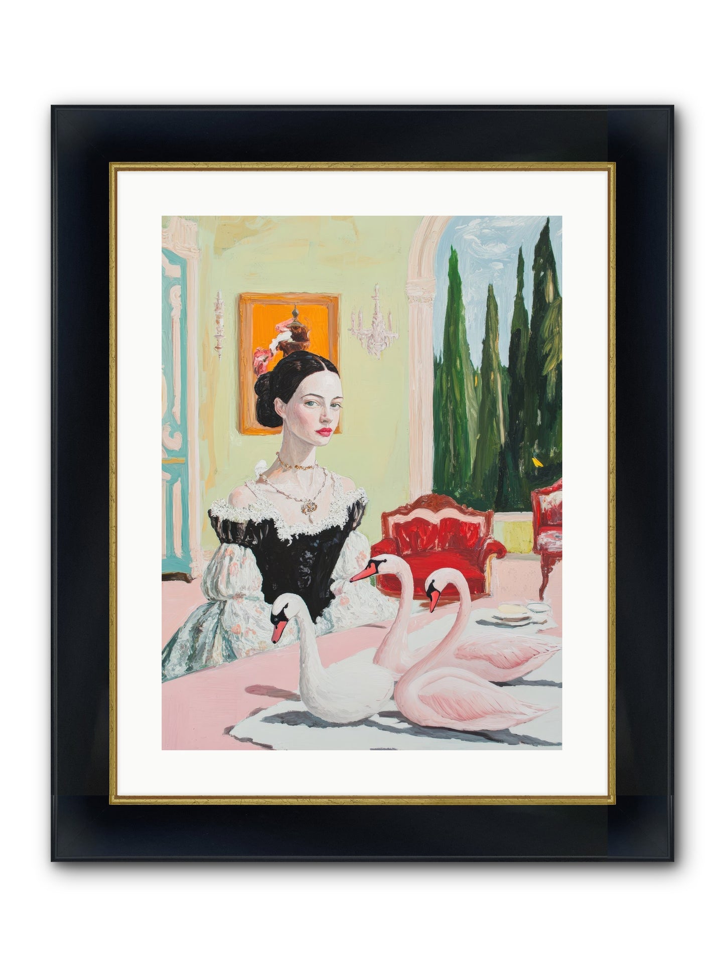 Brioche For Royal Wings Framed Print - Wide Black w/Gold 18x24