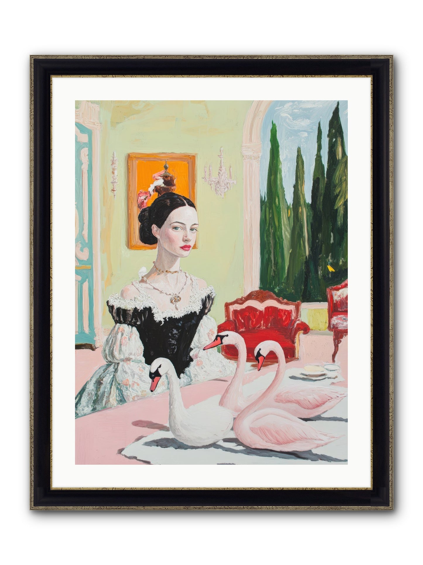 Brioche For Royal Wings Framed Print - Black & Gold 24x32