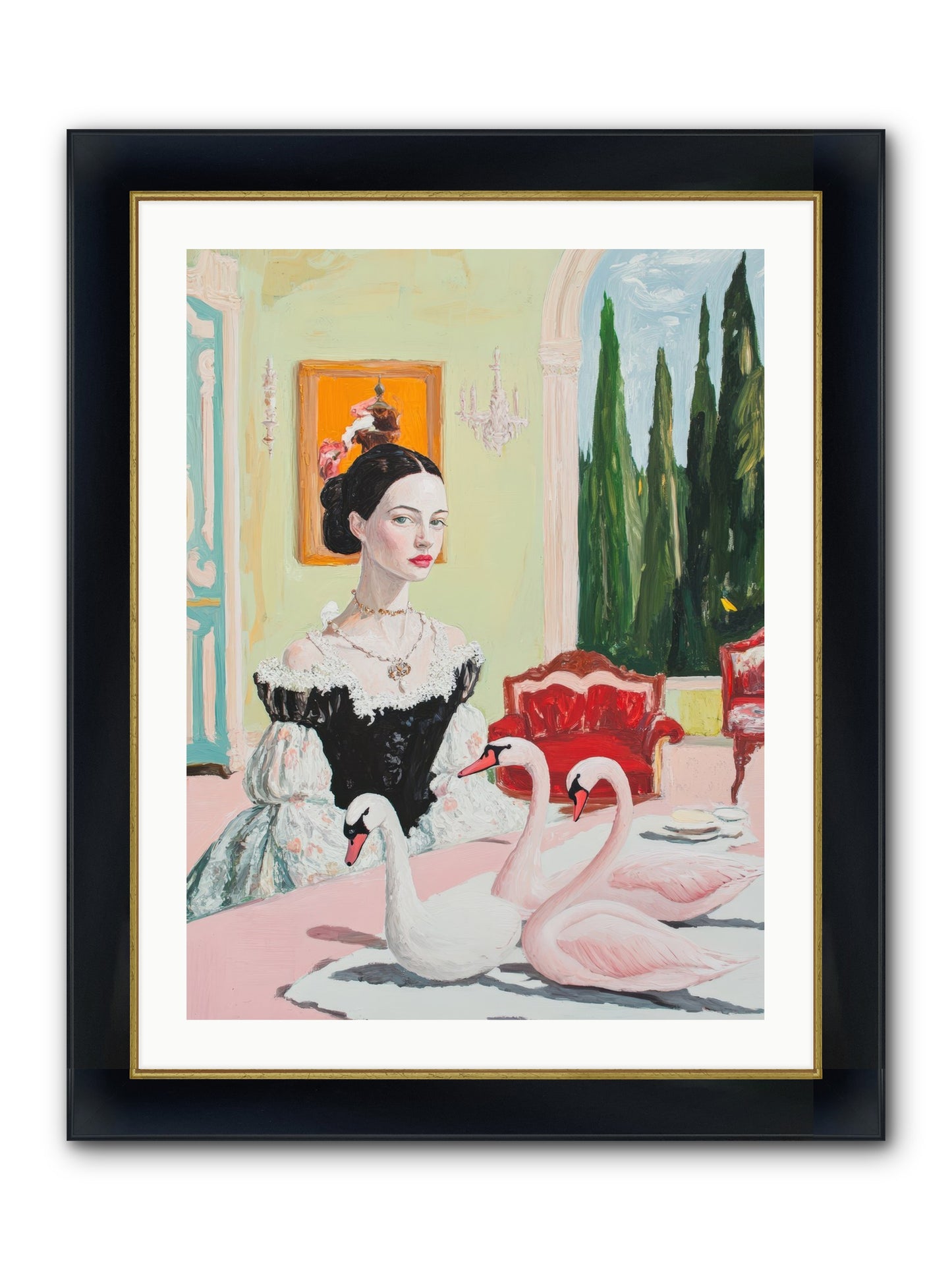 Brioche For Royal Wings Framed Print - Wide Black w/Gold 24x32