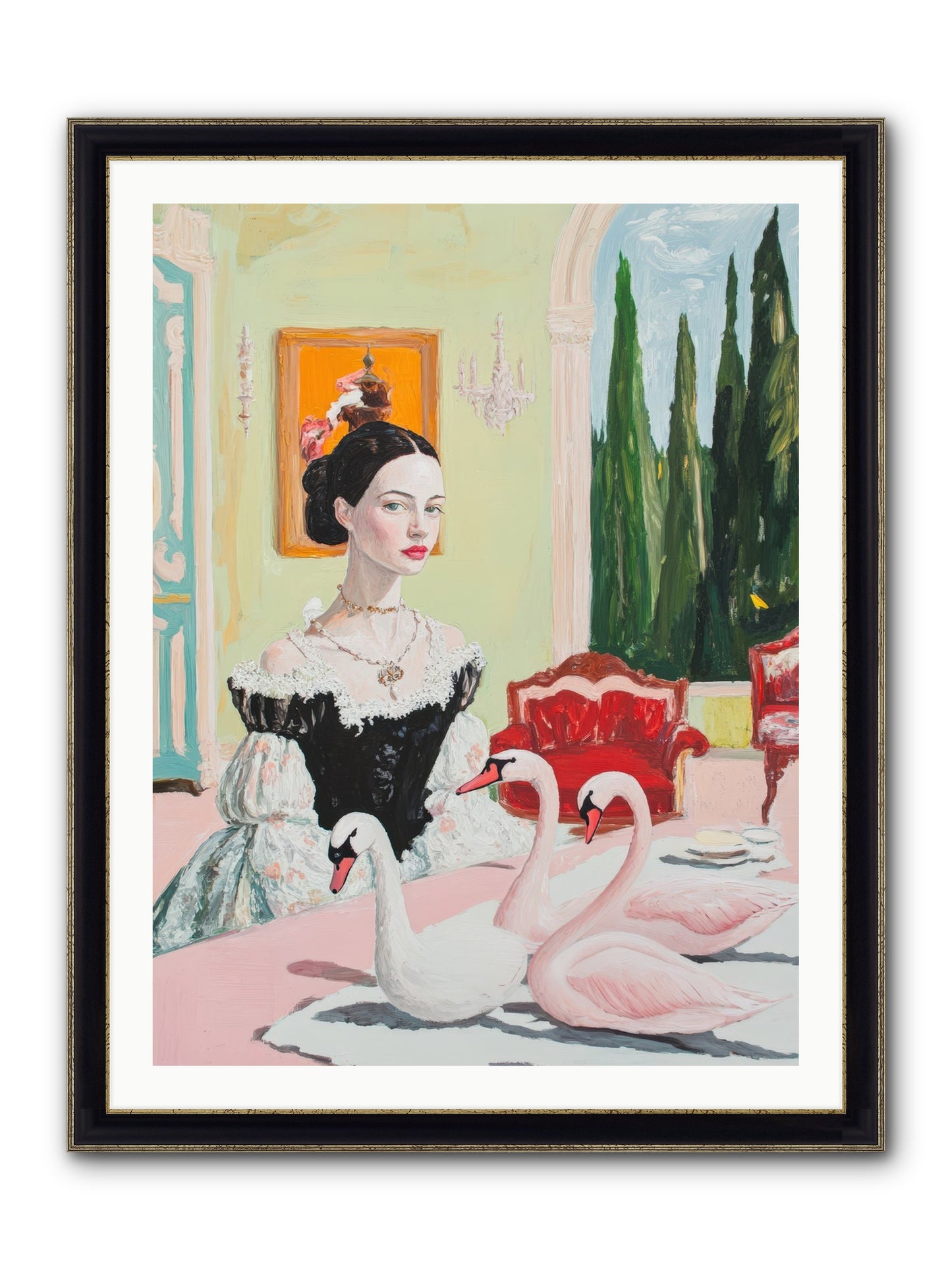 Brioche For Royal Wings Framed Print - Black & Gold 30x40