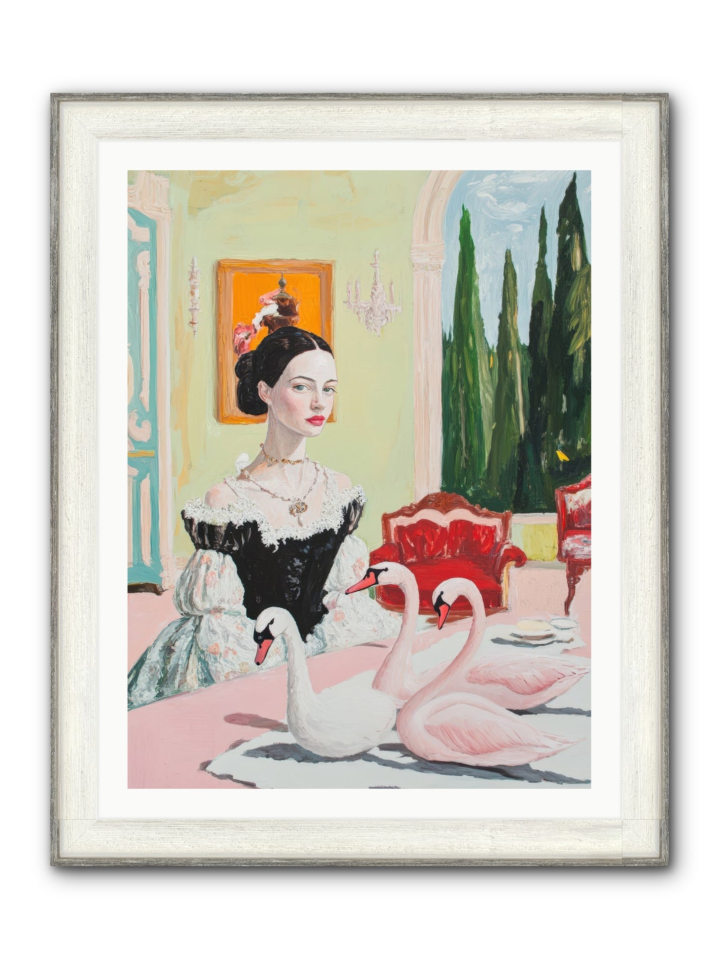 Brioche For Royal Wings Framed Print - Driftwood White 30x40