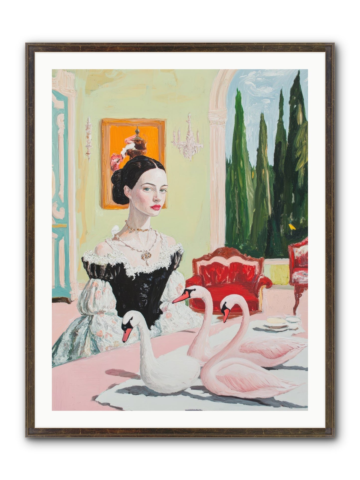 Brioche For Royal Wings Framed Print - Slimwoods Black/Gold 30x40