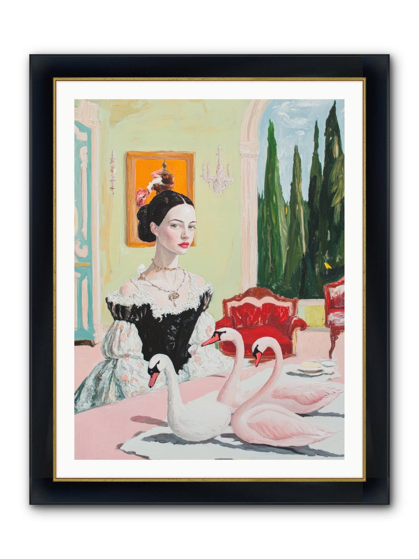 Brioche For Royal Wings Framed Print - Wide Black w/Gold 30x40