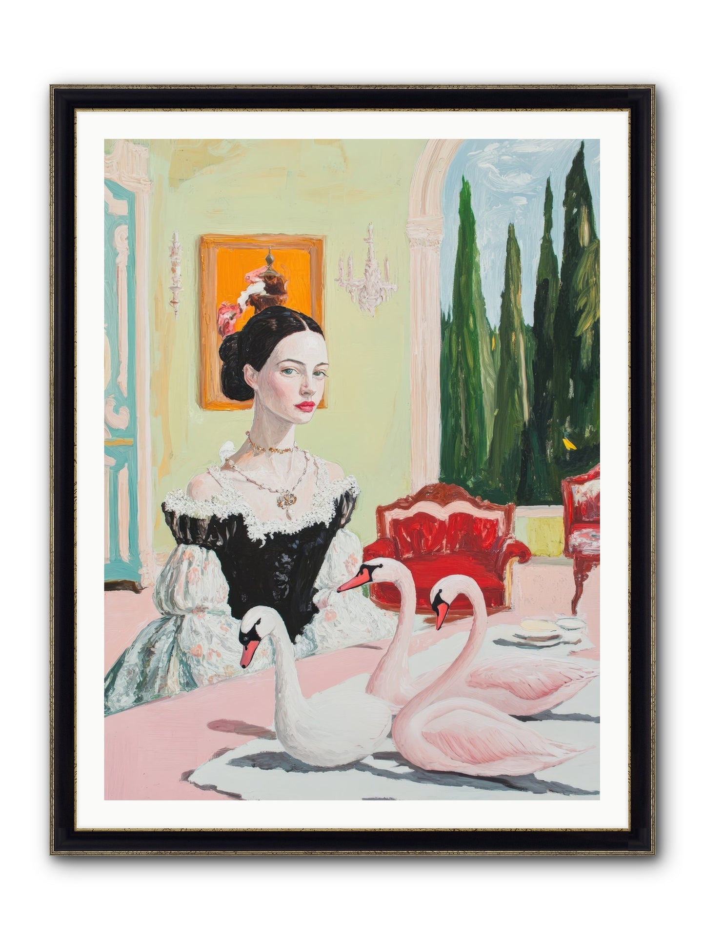 Brioche For Royal Wings Framed Print - Black & Gold 36x48