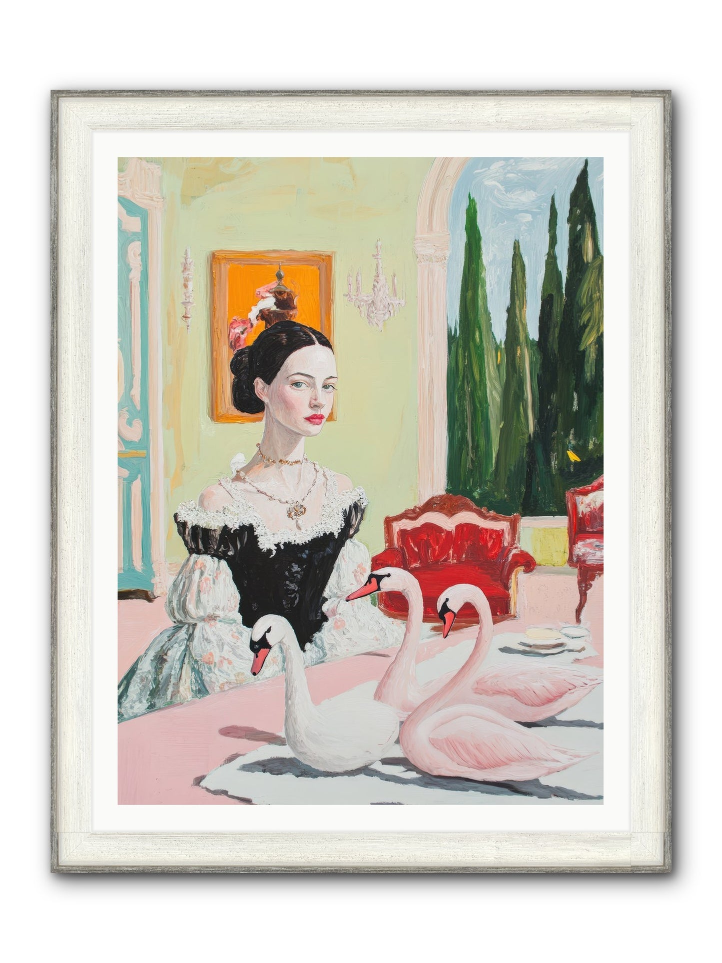 Brioche For Royal Wings Framed Print - Driftwood White 36x48