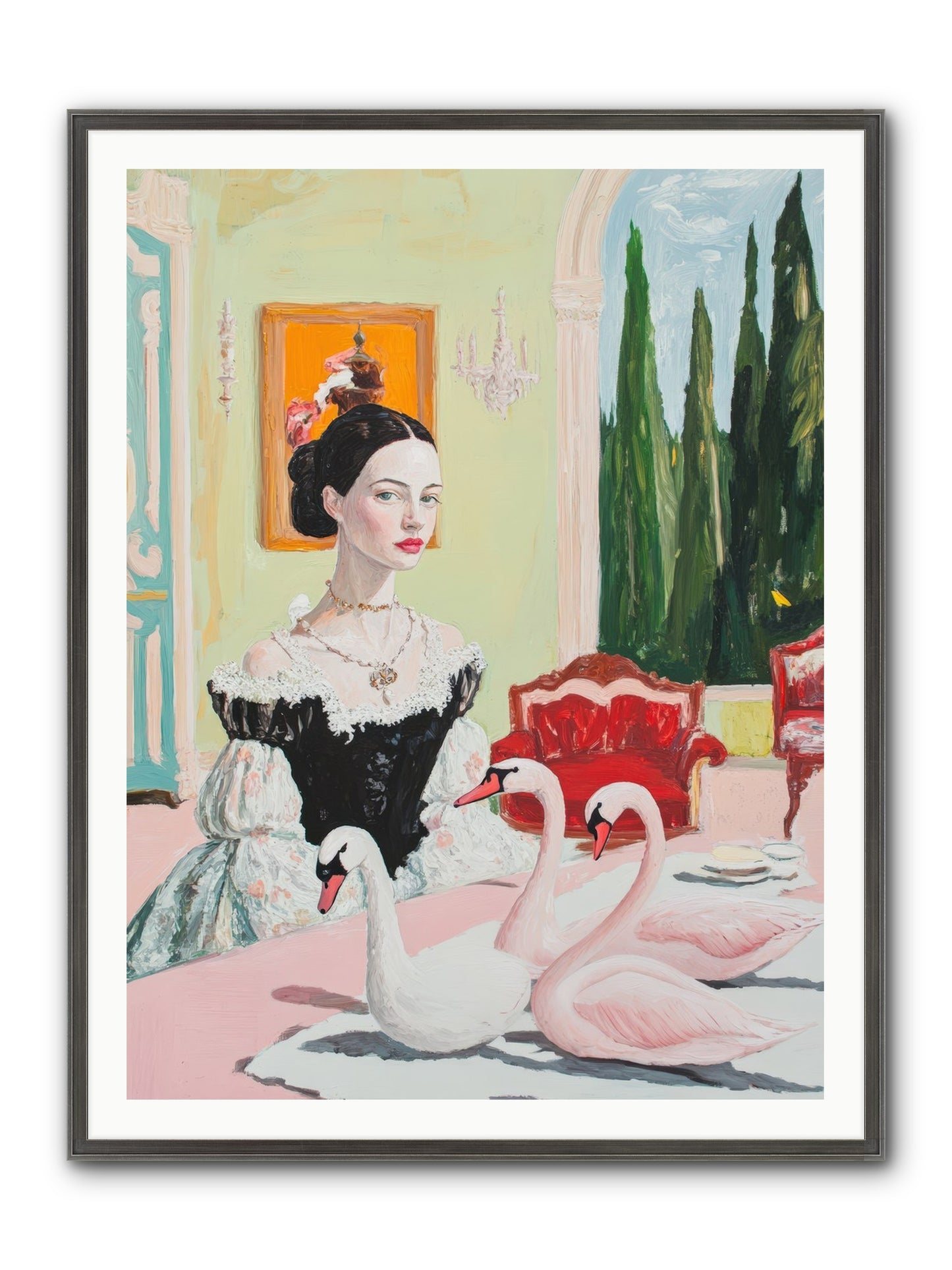 Brioche For Royal Wings Framed Print - Slimwoods Black/Silver 36x48