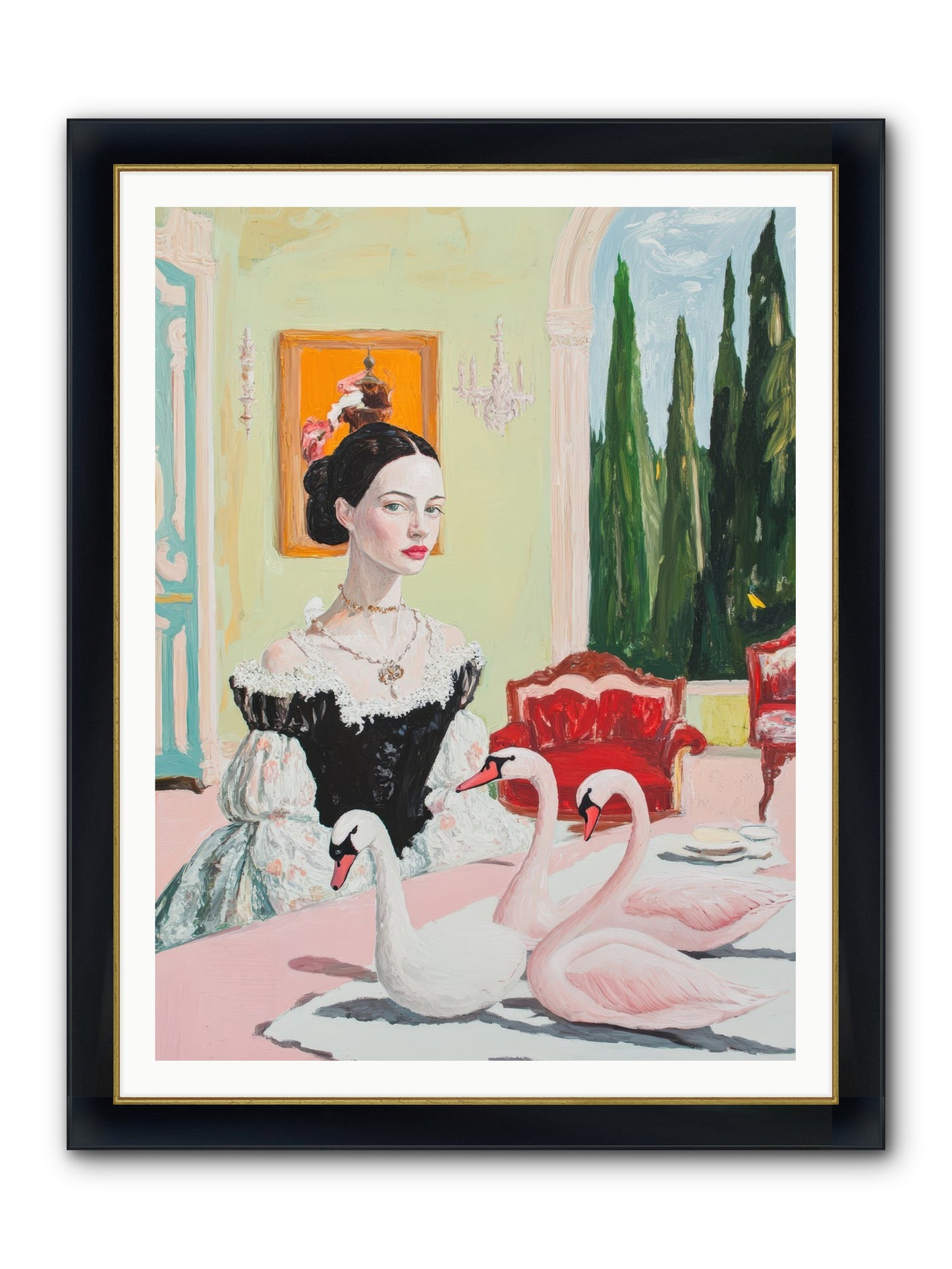 Brioche For Royal Wings Framed Print - Wide Black w/Gold 36x48