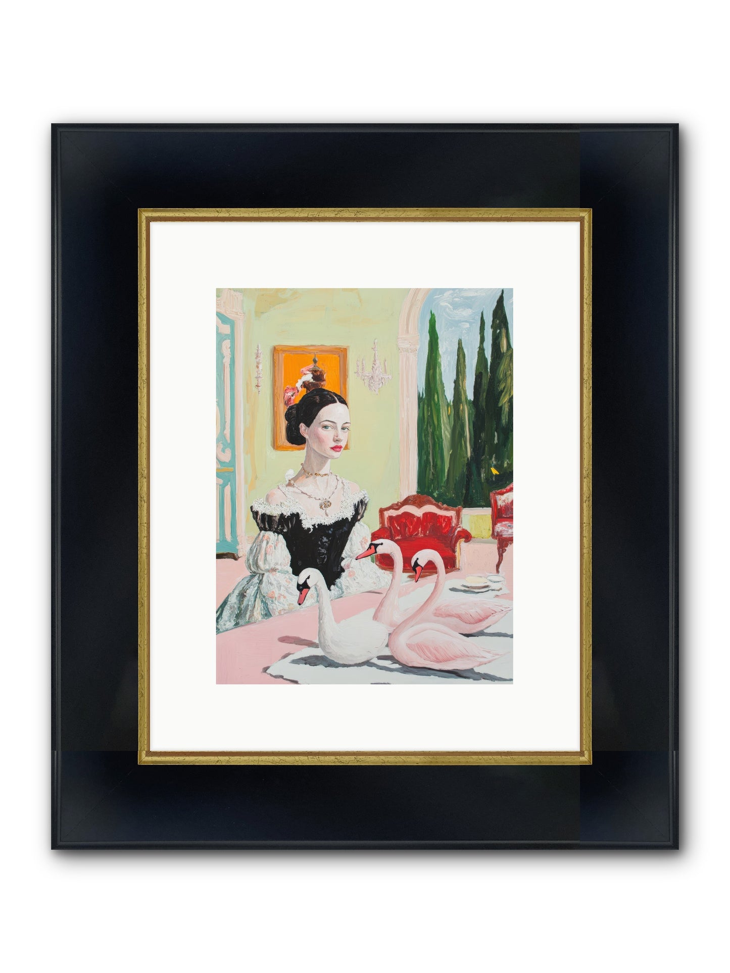 Brioche For Royal Wings Framed Print - Wide Black w/Gold 9x12