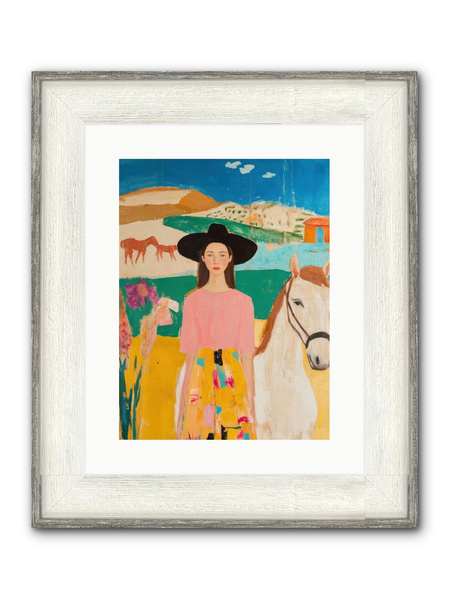 Bronco Belle Framed Print - Driftwood White 12x16