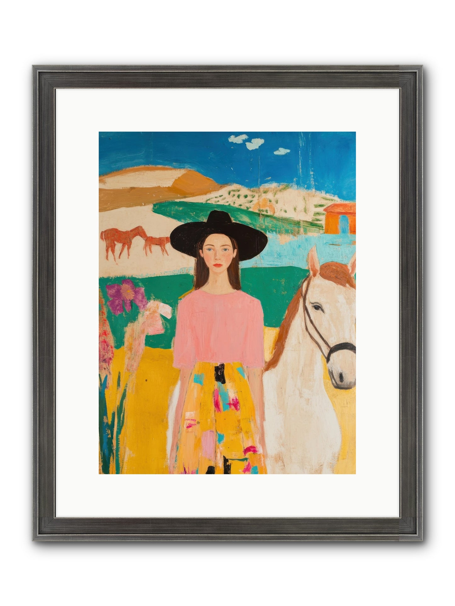 Bronco Belle Framed Print - Slimwoods Black/Silver 12x16