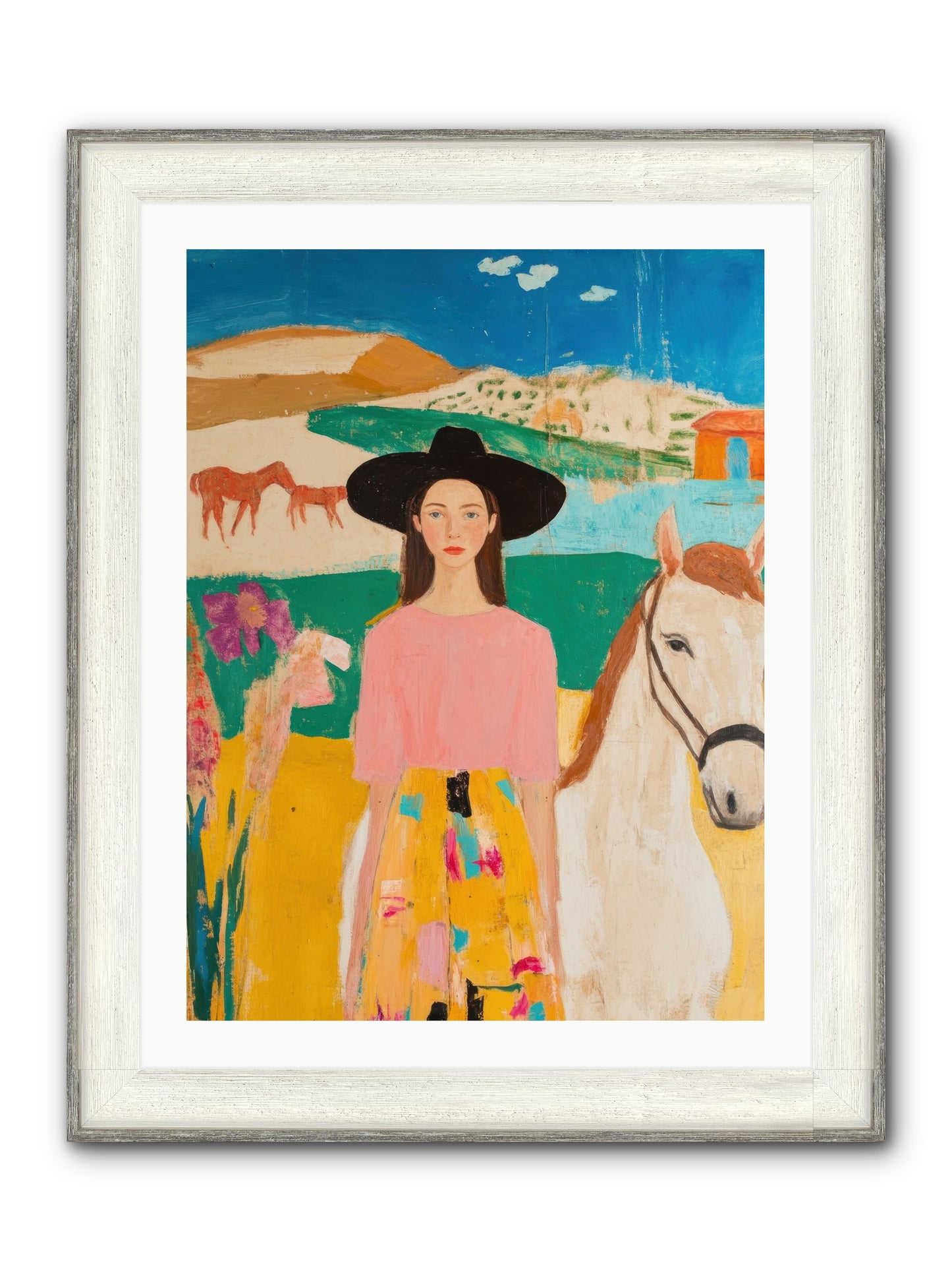 Bronco Belle Framed Print - Driftwood White 24x32