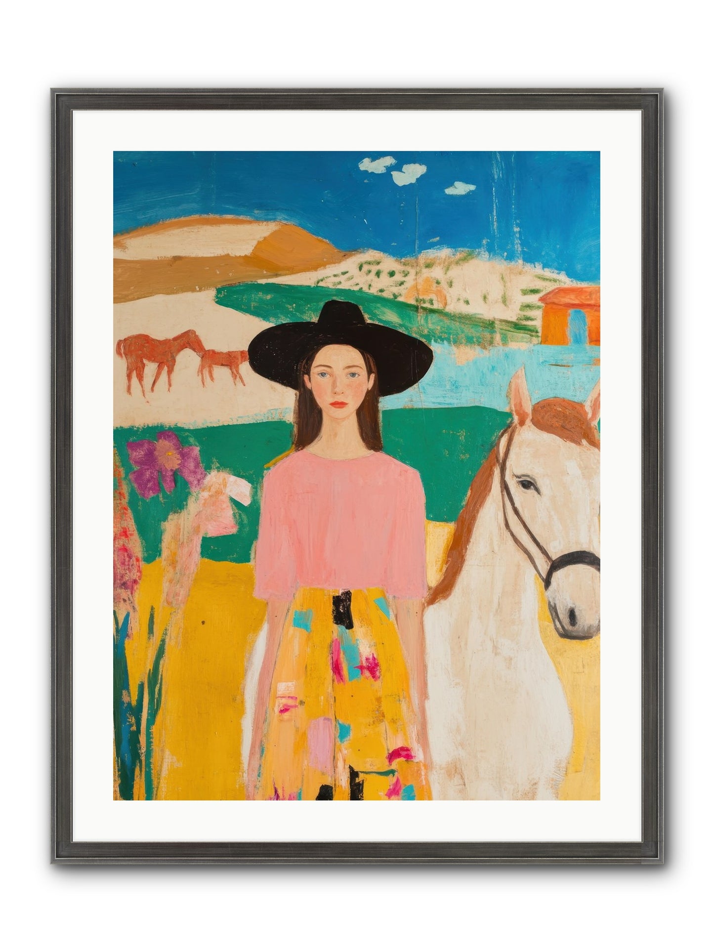 Bronco Belle Framed Print - Slimwoods Black/Silver 24x32