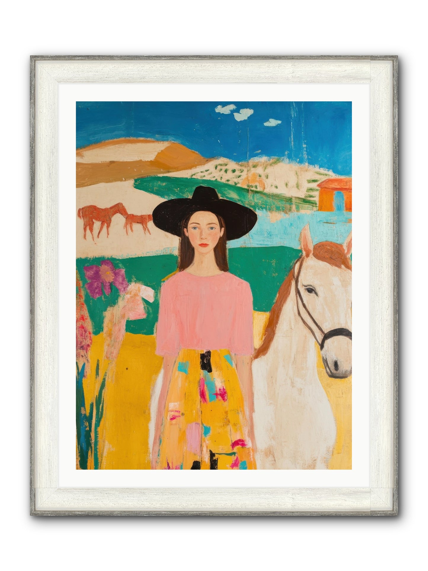Bronco Belle Framed Print - Driftwood White 30x40