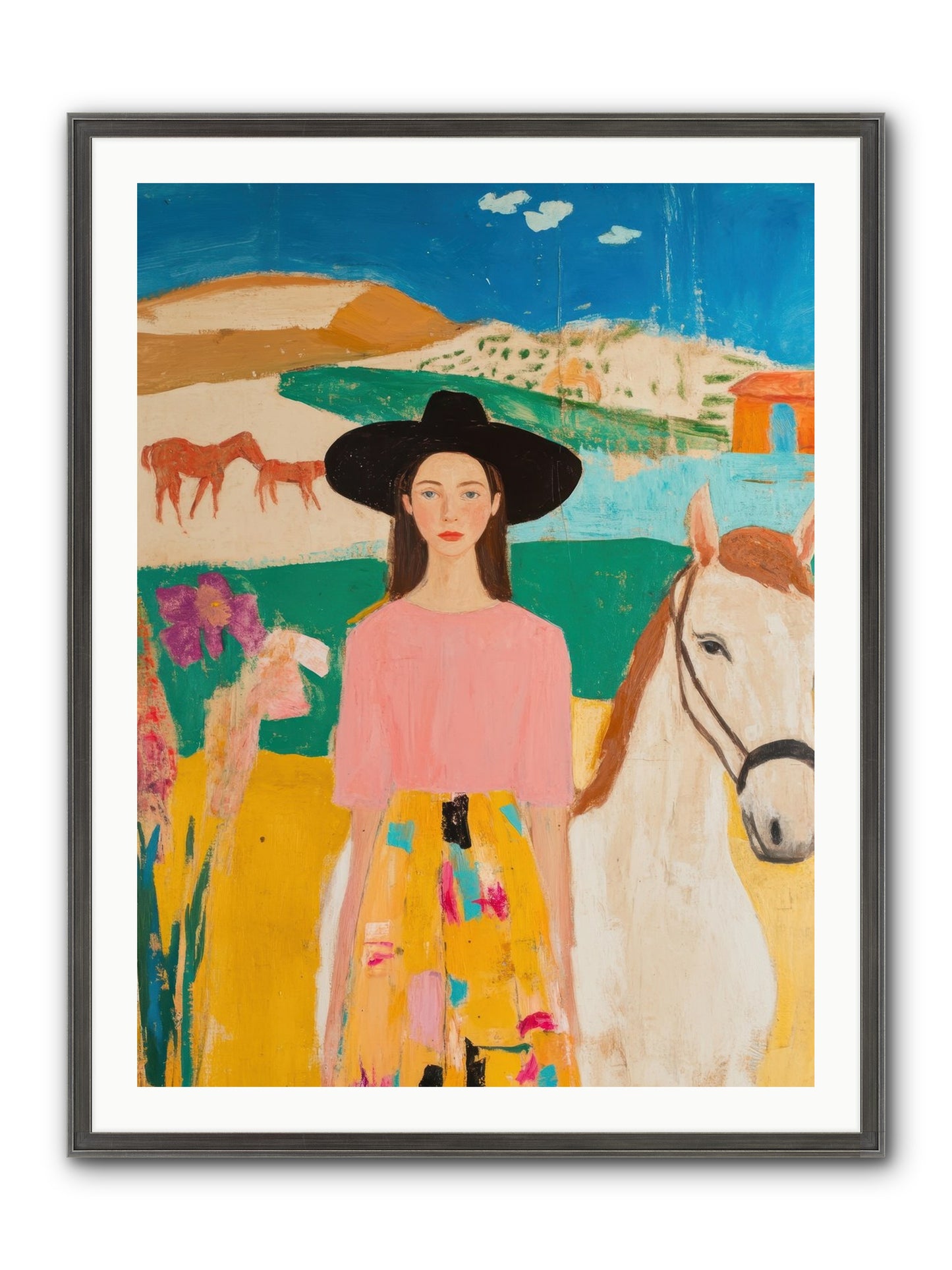 Bronco Belle Framed Print - Slimwoods Black/Silver 30x40