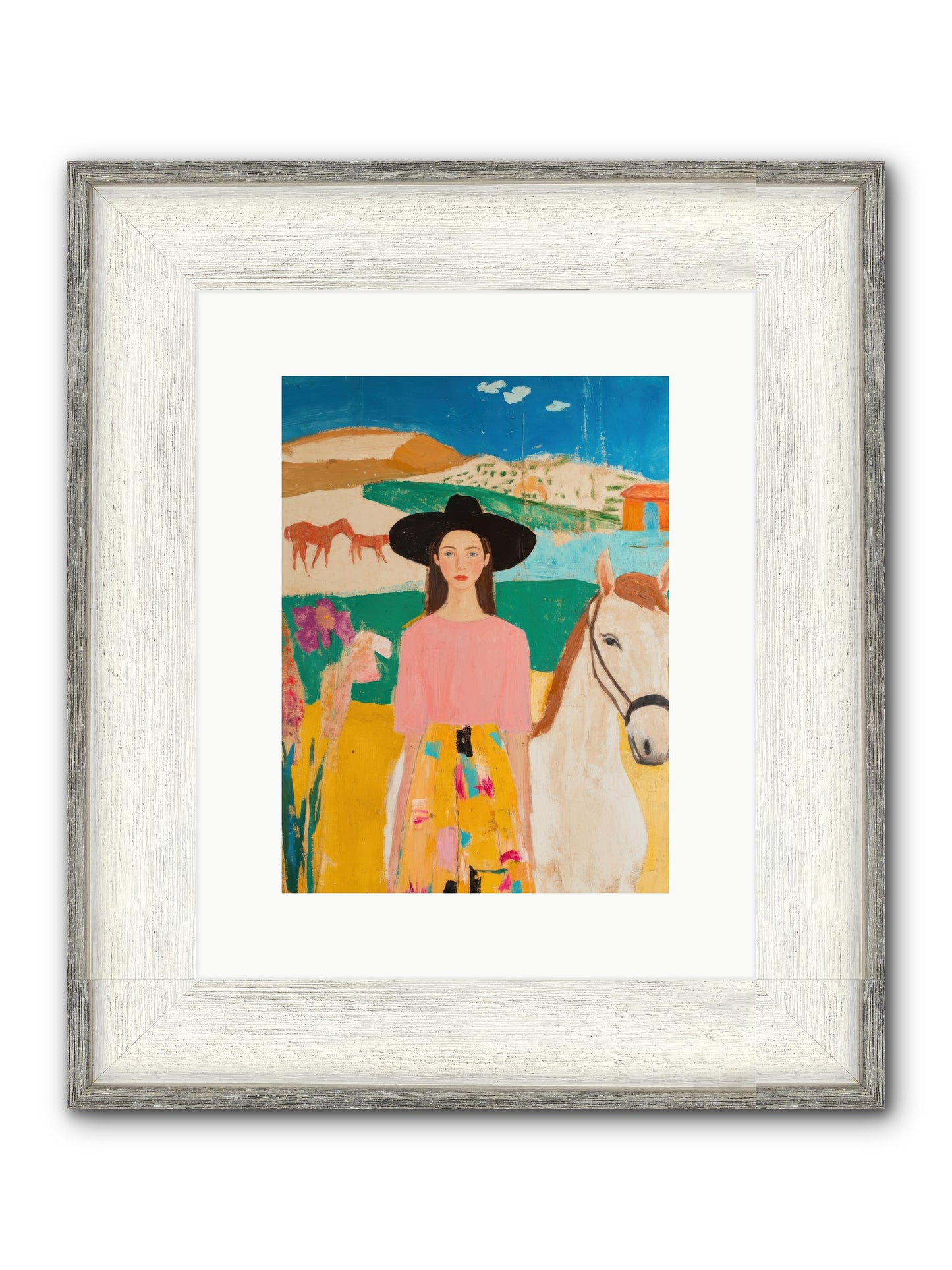Bronco Belle Framed Print - Driftwood White 9x12