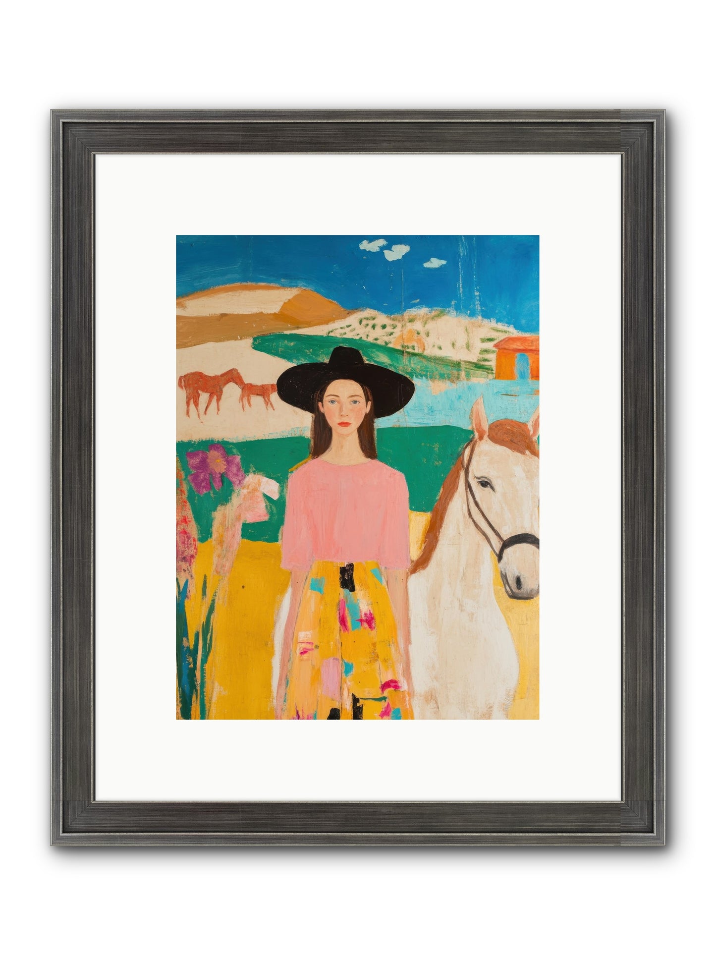 Bronco Belle Framed Print - Slimwoods Black/Silver 9x12