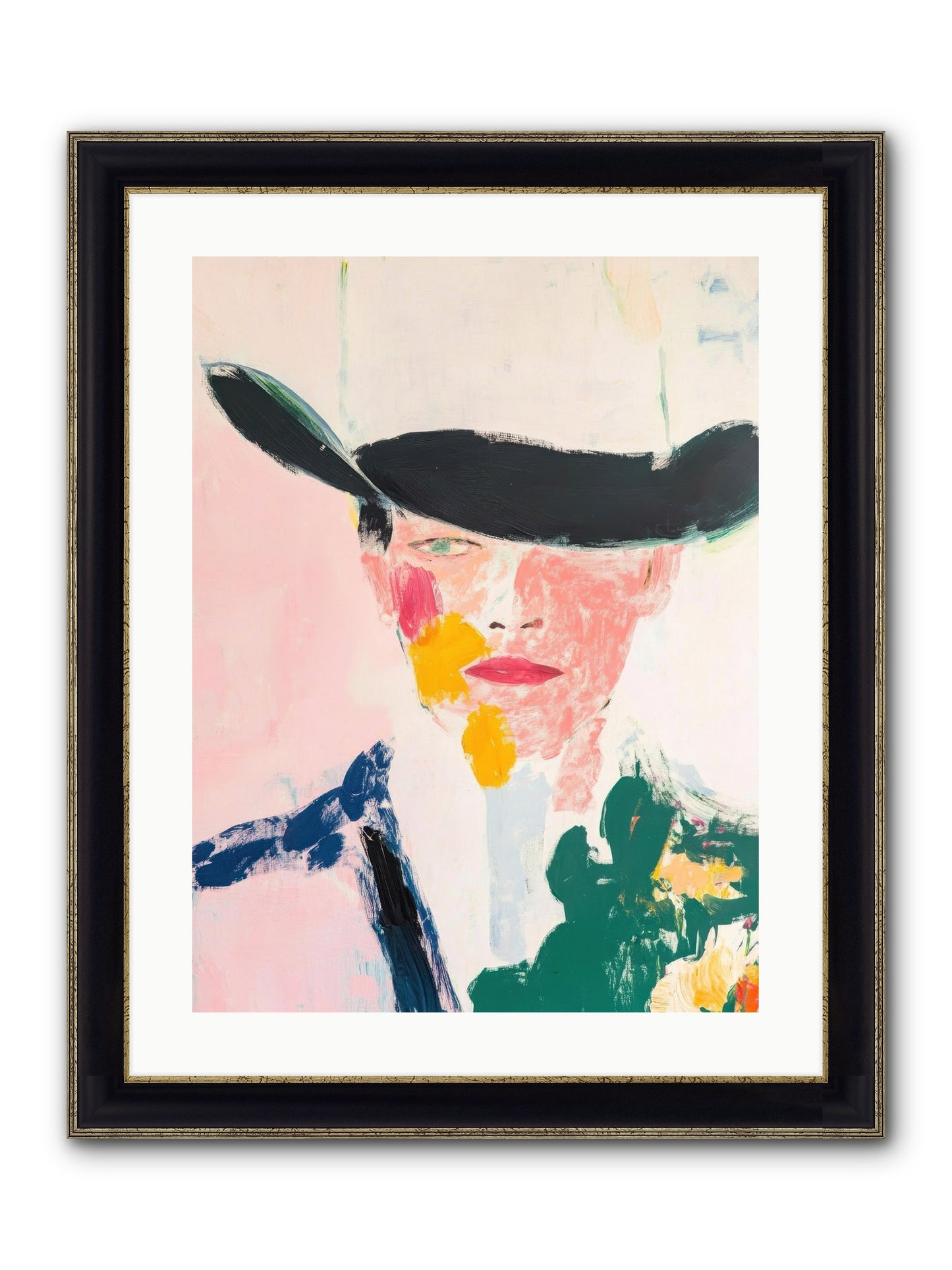 Bronco Breaker Framed Print - Black & Gold 18x24