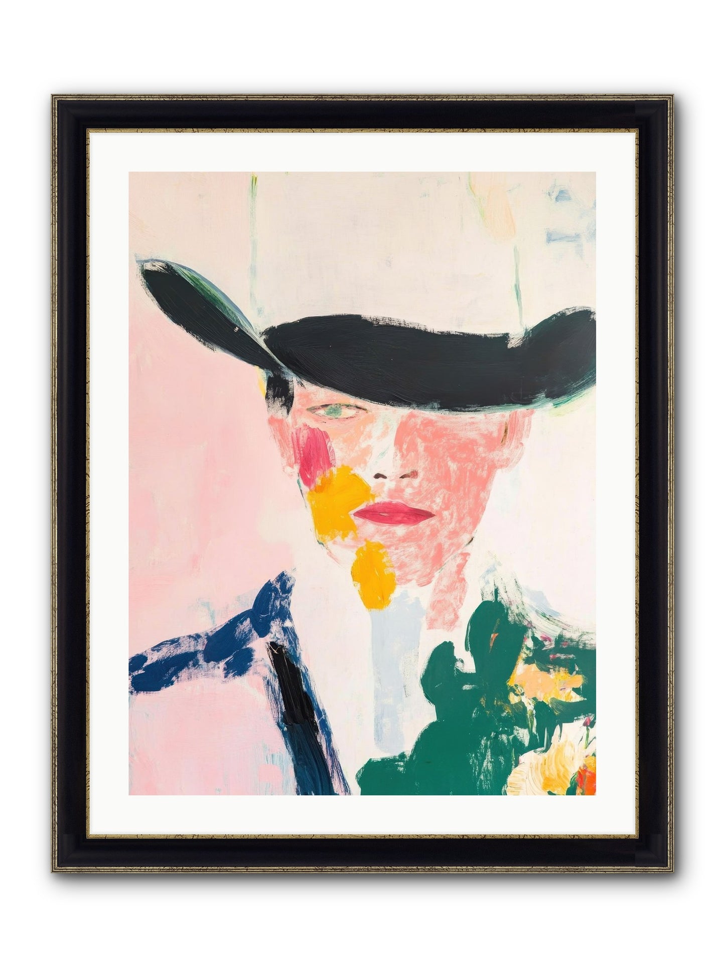 Bronco Breaker Framed Print - Black & Gold 24x32