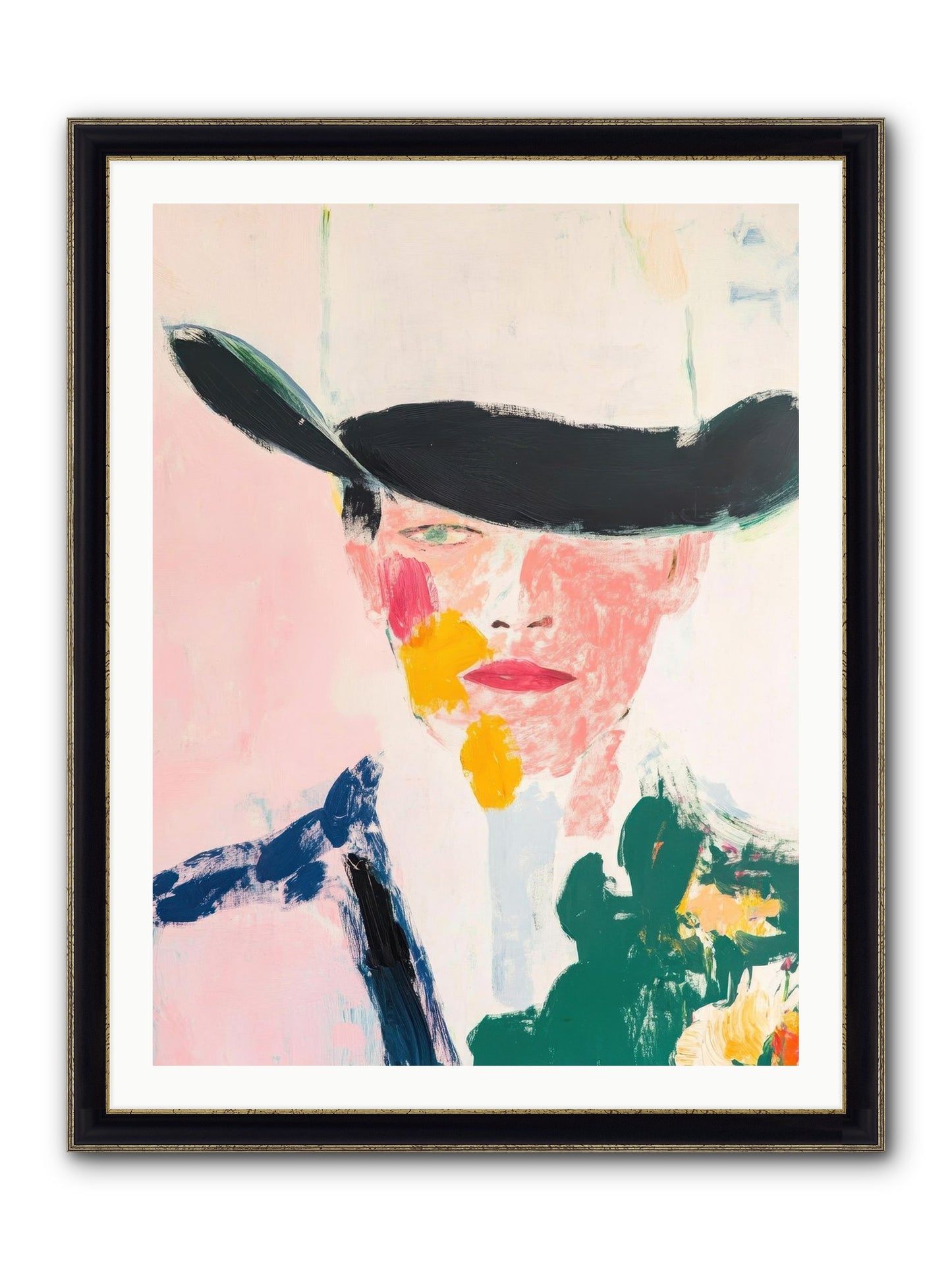 Bronco Breaker Framed Print - Black & Gold 30x40