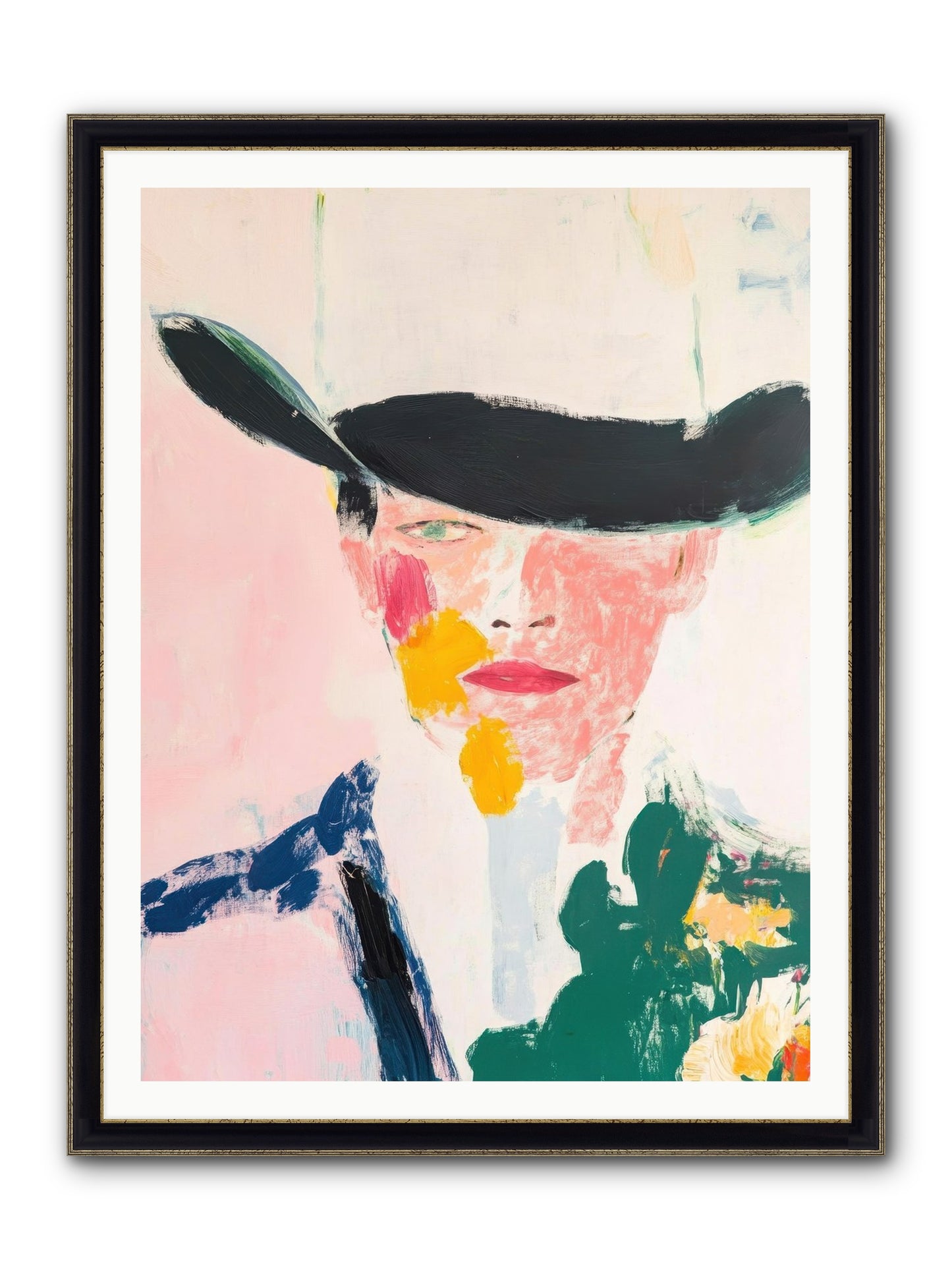 Bronco Breaker Framed Print - Black & Gold 36x48
