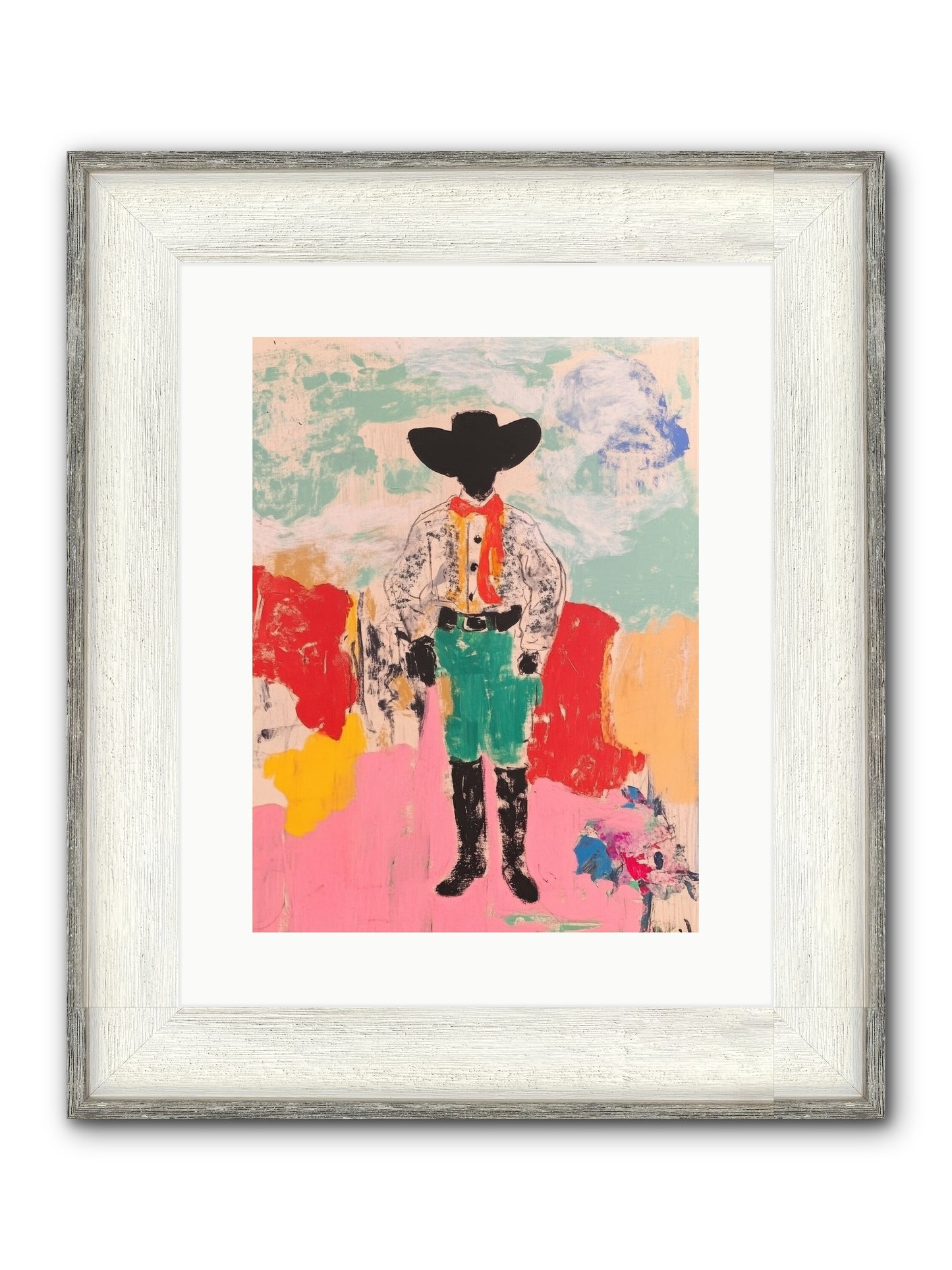 Bronco Buster Framed Print - Driftwood White 12x16
