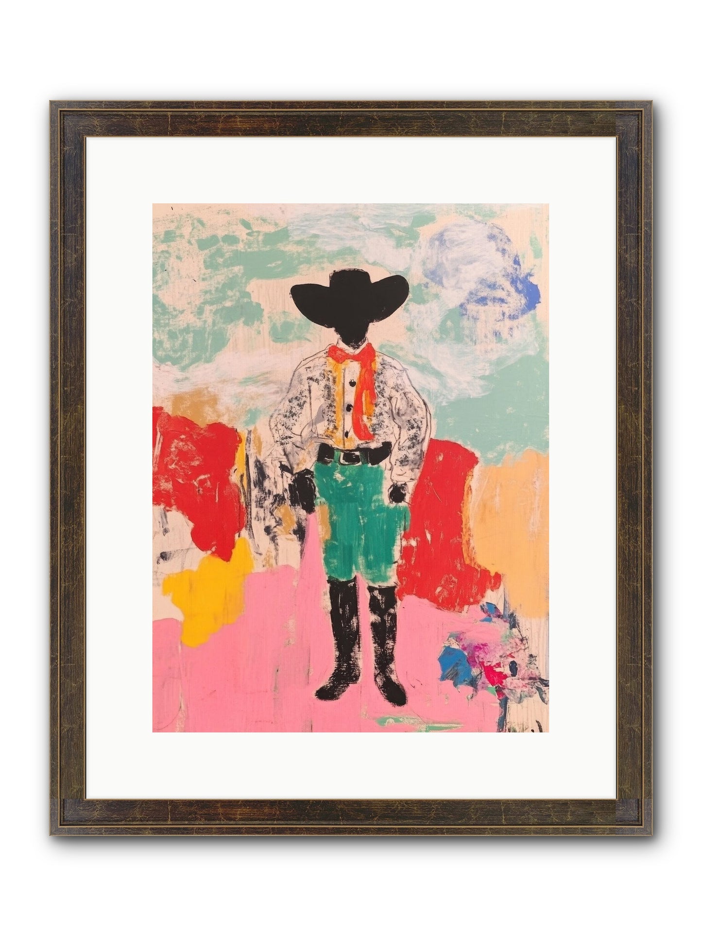 Bronco Buster Framed Print - Slimwoods Black/Gold 12x16