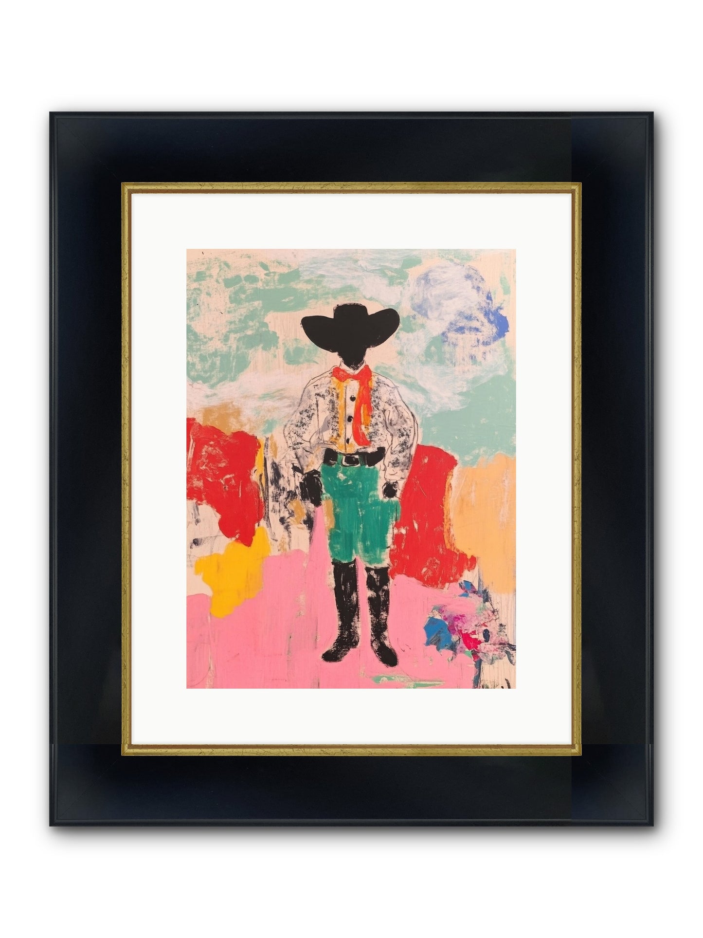 Bronco Buster Framed Print - Wide Black w/Gold 12x16